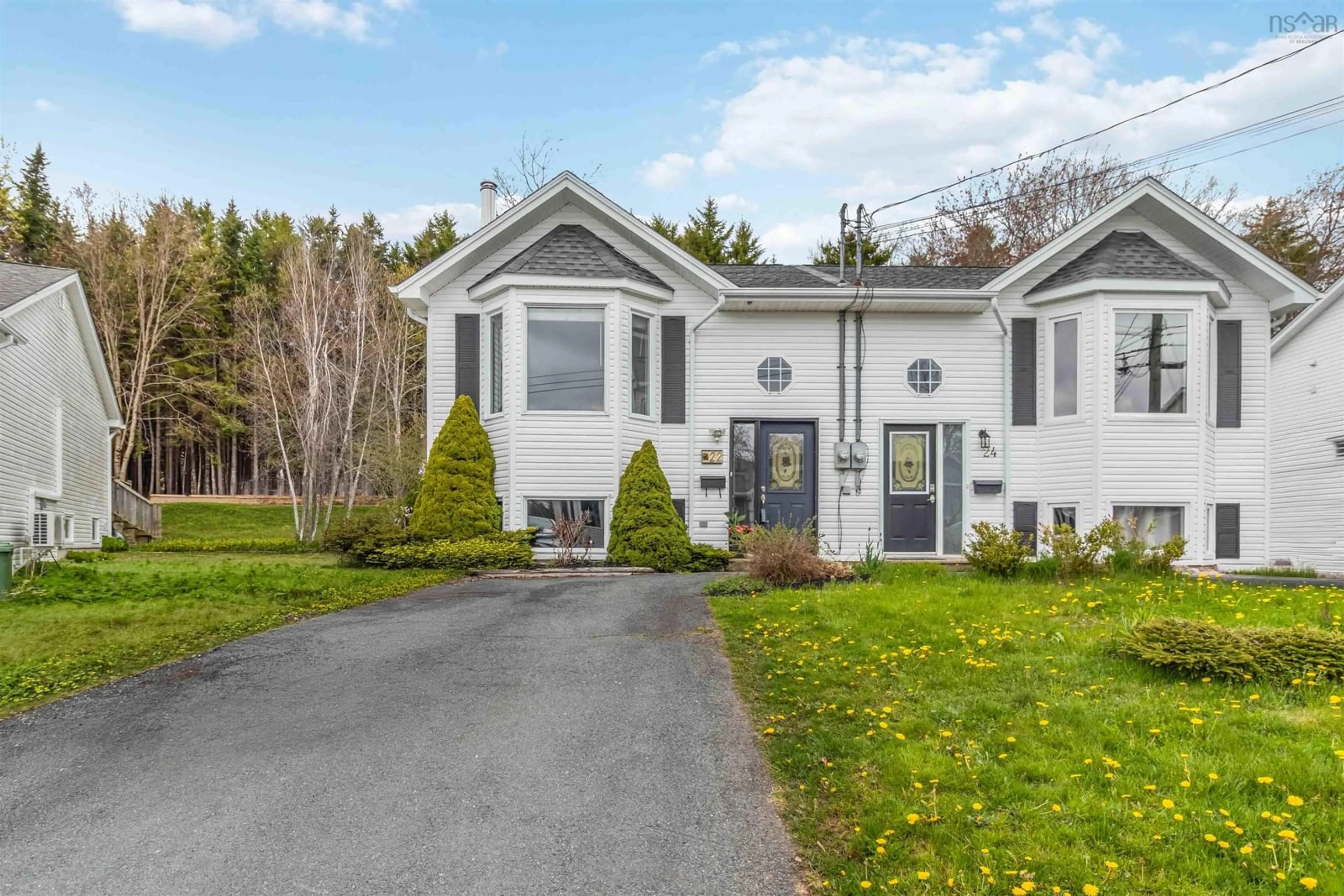 Home with vinyl exterior material, street for 22 Hewer Cres, Middle Sackville Nova Scotia B4E 3E4