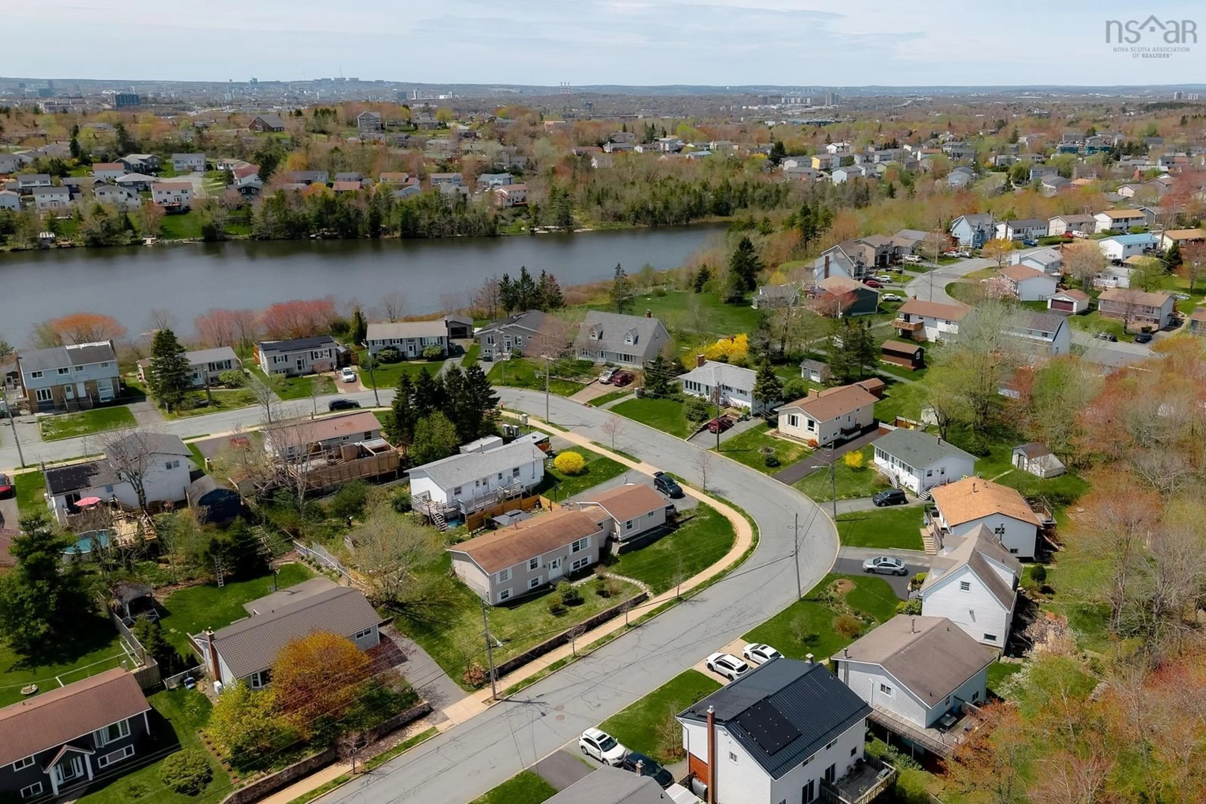 A pic from outside/outdoor area/front of a property/back of a property/a pic from drone, water/lake/river/ocean view for 249 Poplar Dr, Dartmouth Nova Scotia B2W 4K6