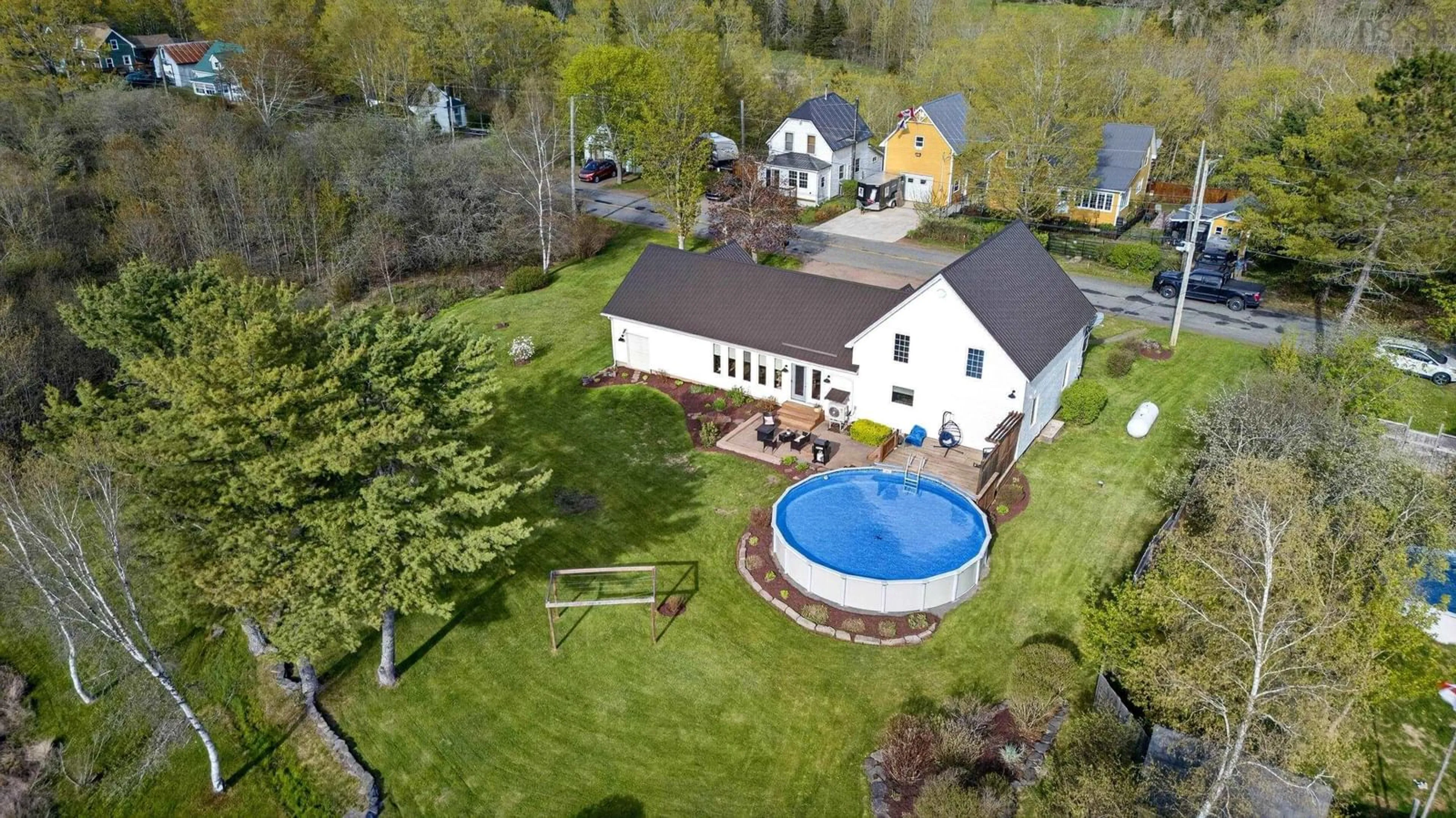 A pic from outside/outdoor area/front of a property/back of a property/a pic from drone, water/lake/river/ocean view for 87 Maple Ave, Bass River Nova Scotia B0M 1B0