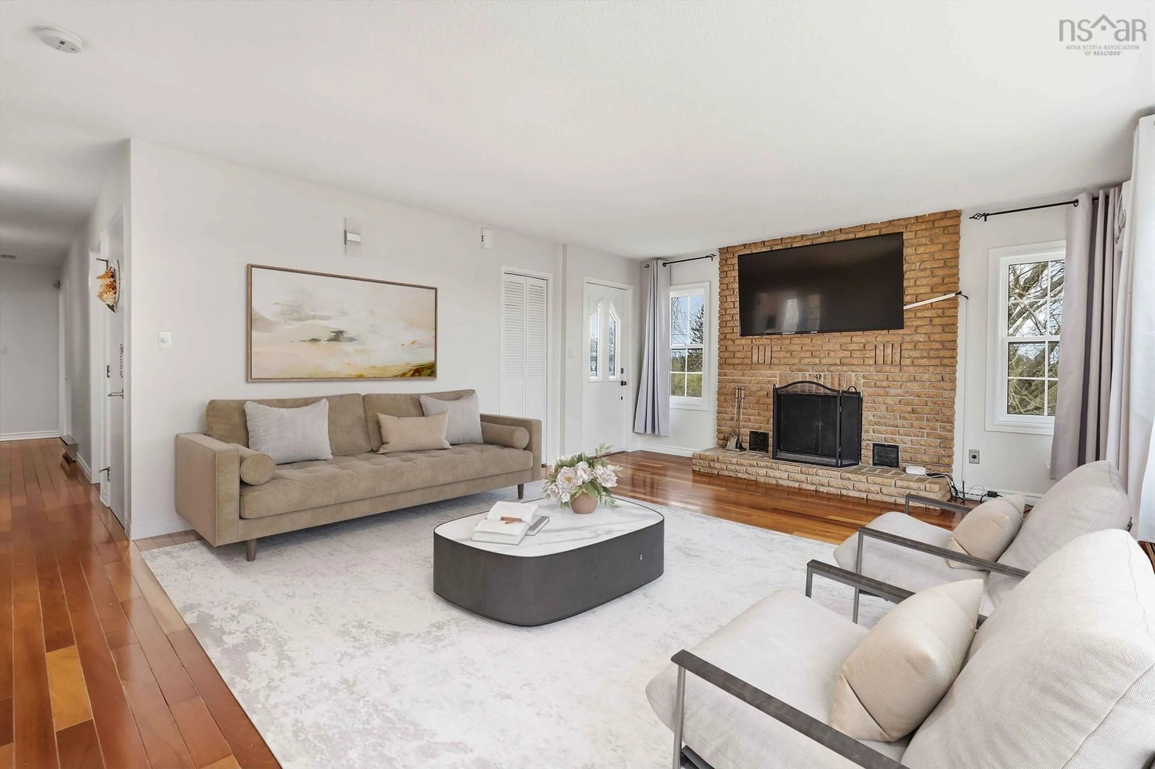 Living room with furniture, unknown for 6642 Highway 3, Hunts Point Nova Scotia B0T 1G0