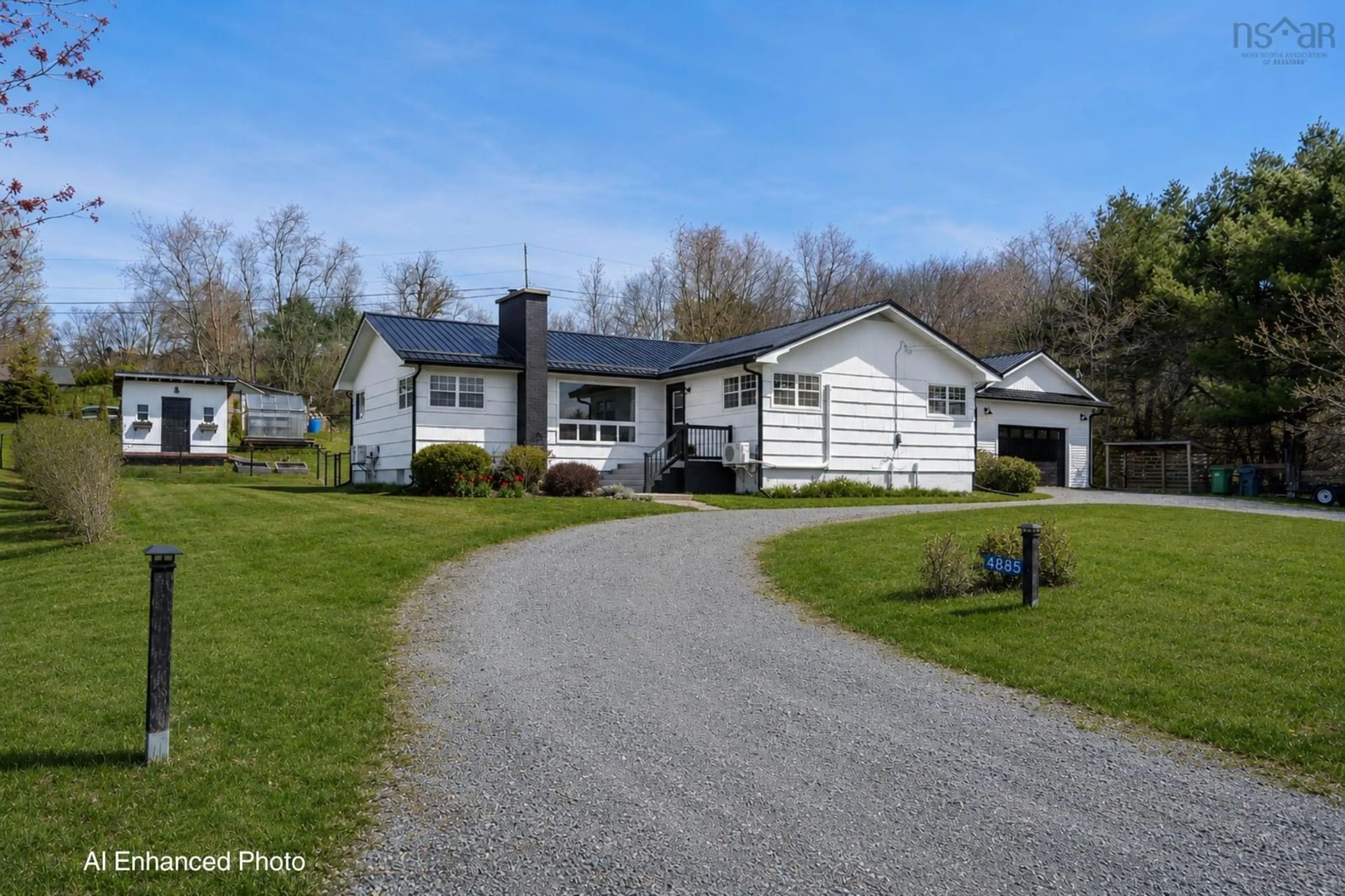 A pic from outside/outdoor area/front of a property/back of a property/a pic from drone, street for 4885 Highway 1, Three Mile Plains Nova Scotia B0N 2T0