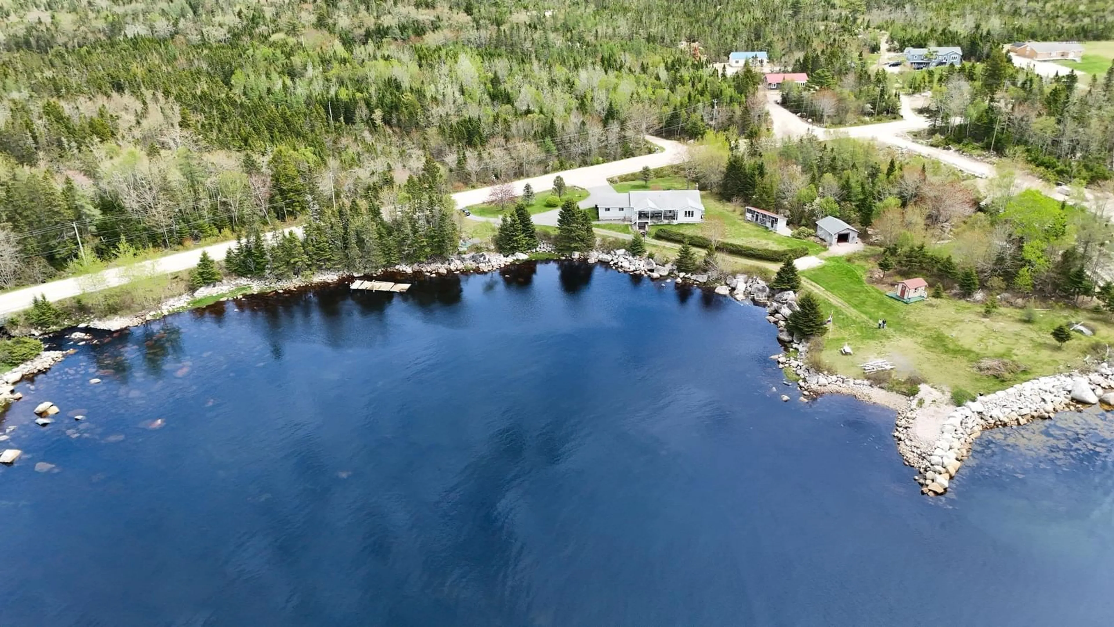 A pic from outside/outdoor area/front of a property/back of a property/a pic from drone, water/lake/river/ocean view for 7239 Highway 329, East River Point Nova Scotia B0J 1T0