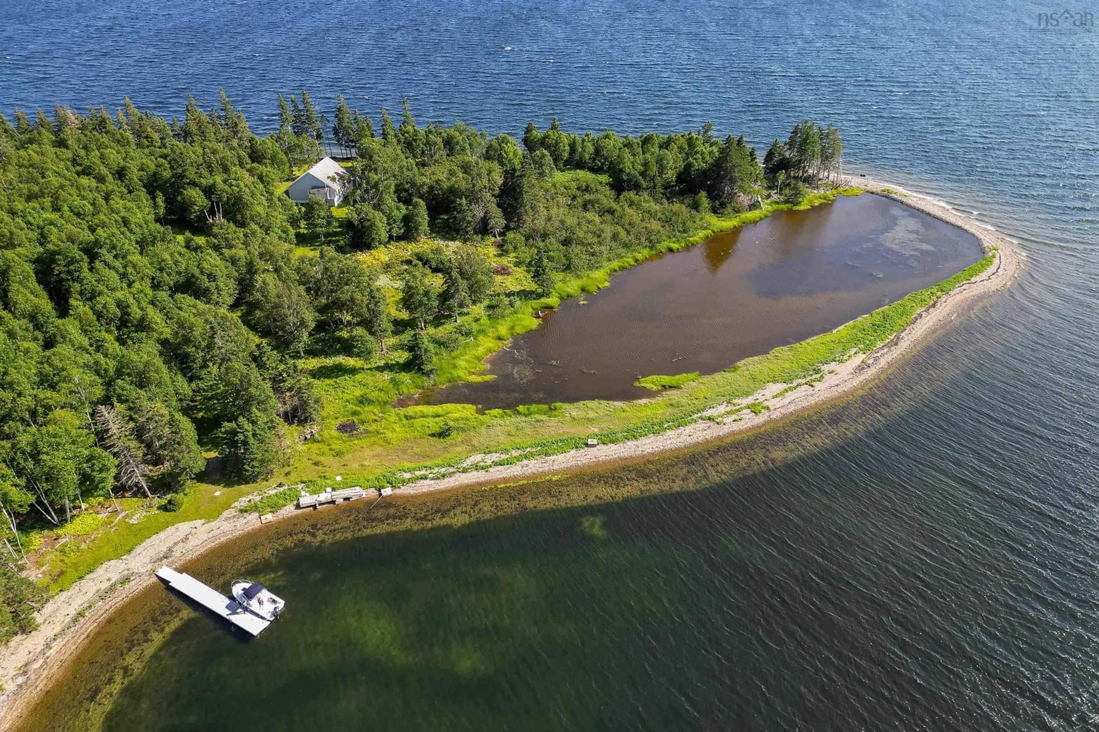 A pic from outside/outdoor area/front of a property/back of a property/a pic from drone, water/lake/river/ocean view for Cameron Island, West Bay Nova Scotia B0E 2Y0