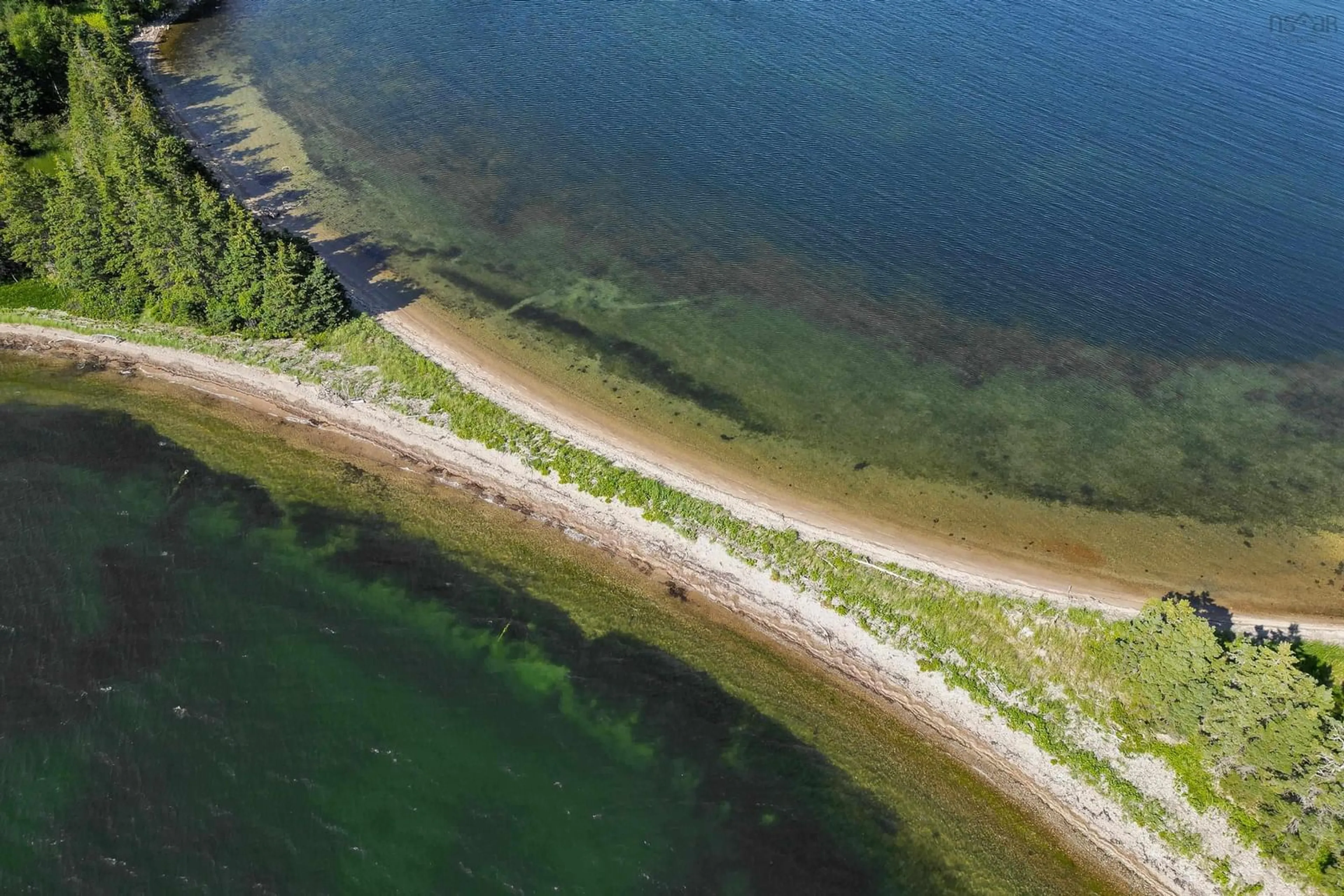 A pic from outside/outdoor area/front of a property/back of a property/a pic from drone, water/lake/river/ocean view for Cameron Island, West Bay Nova Scotia B0E 2Y0