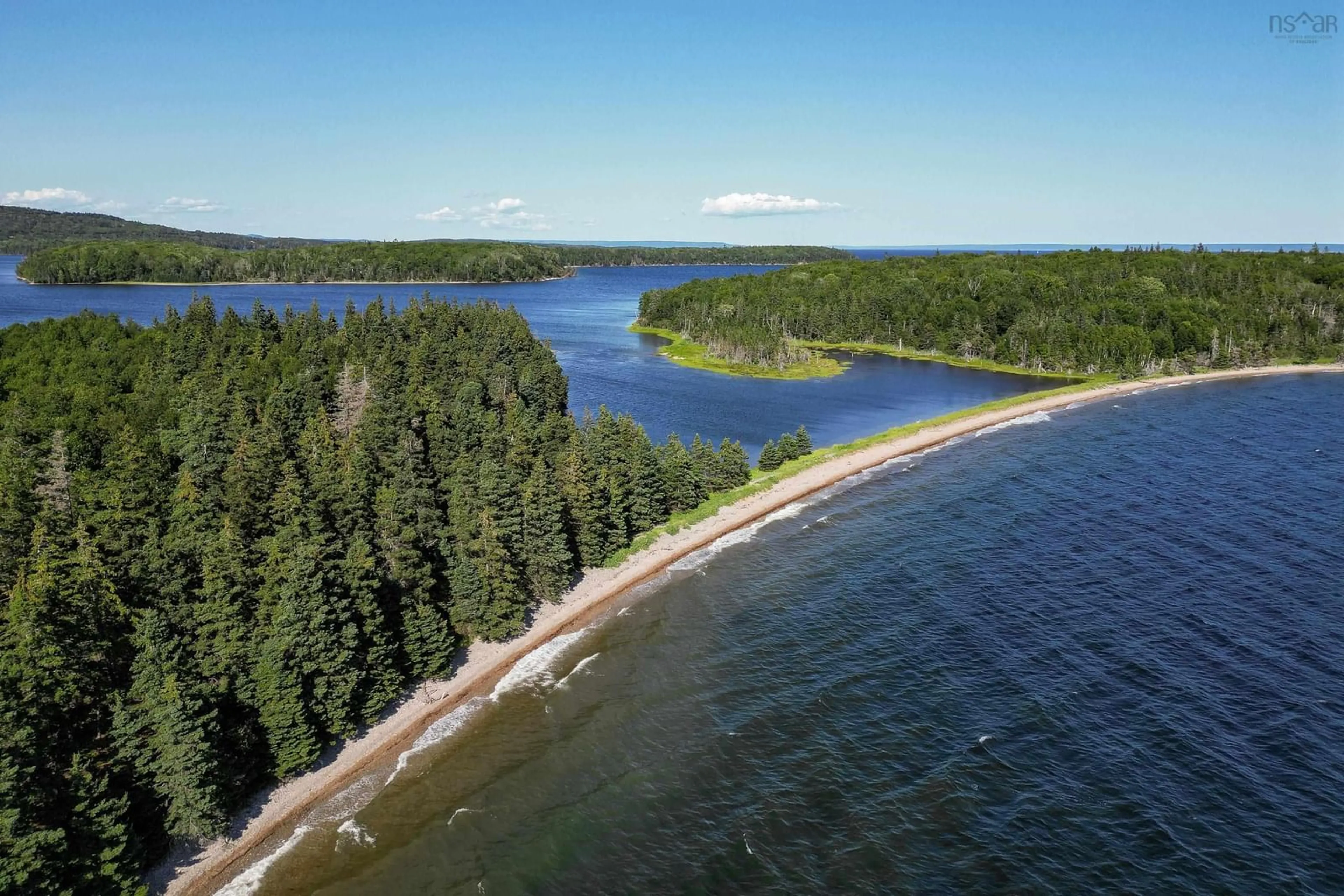 A pic from outside/outdoor area/front of a property/back of a property/a pic from drone, water/lake/river/ocean view for Cameron Island, West Bay Nova Scotia B0E 2Y0