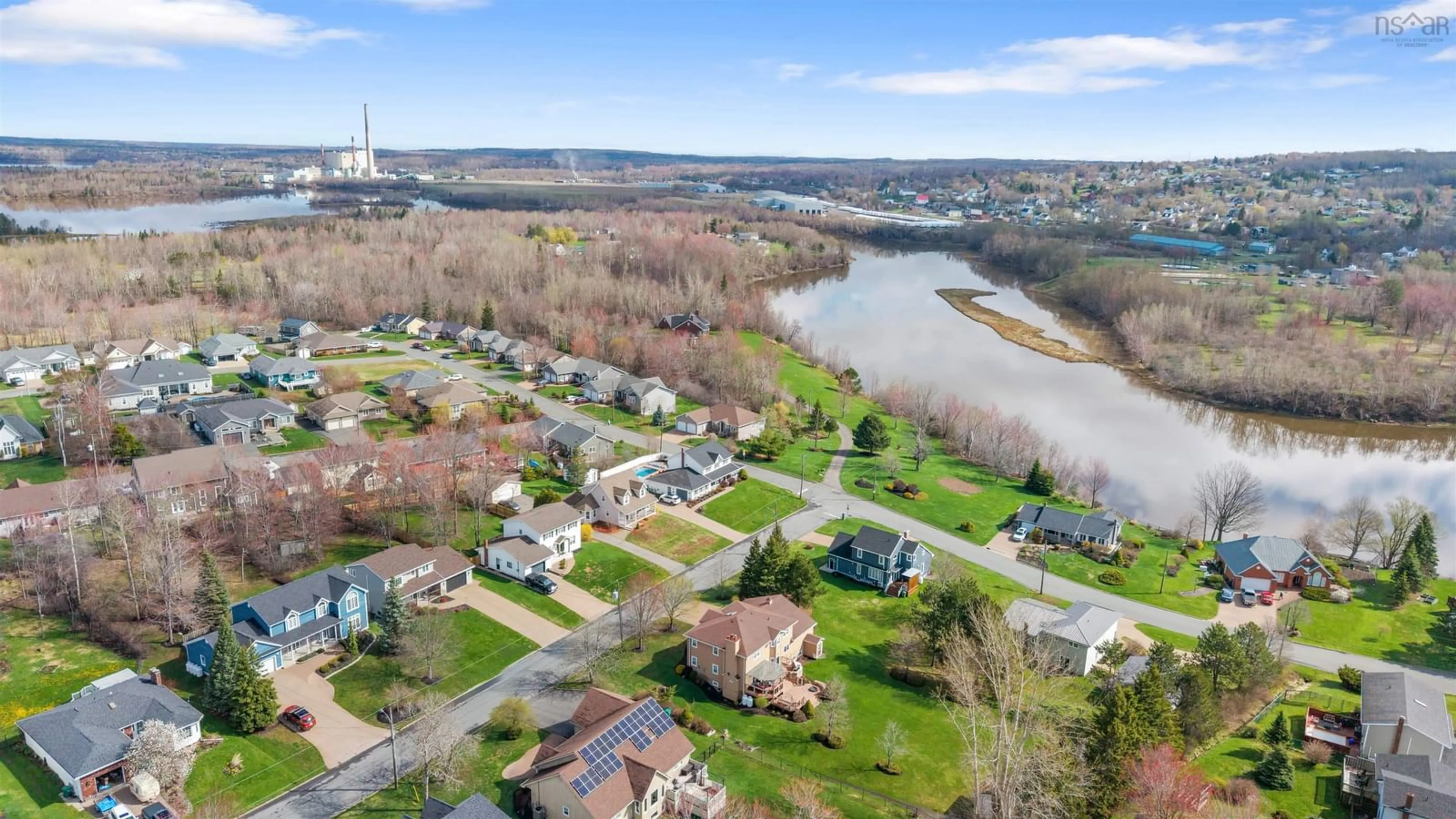 A pic from outside/outdoor area/front of a property/back of a property/a pic from drone, water/lake/river/ocean view for 25 Terrace Heights Dr, New Glasgow Nova Scotia B2H 5V8