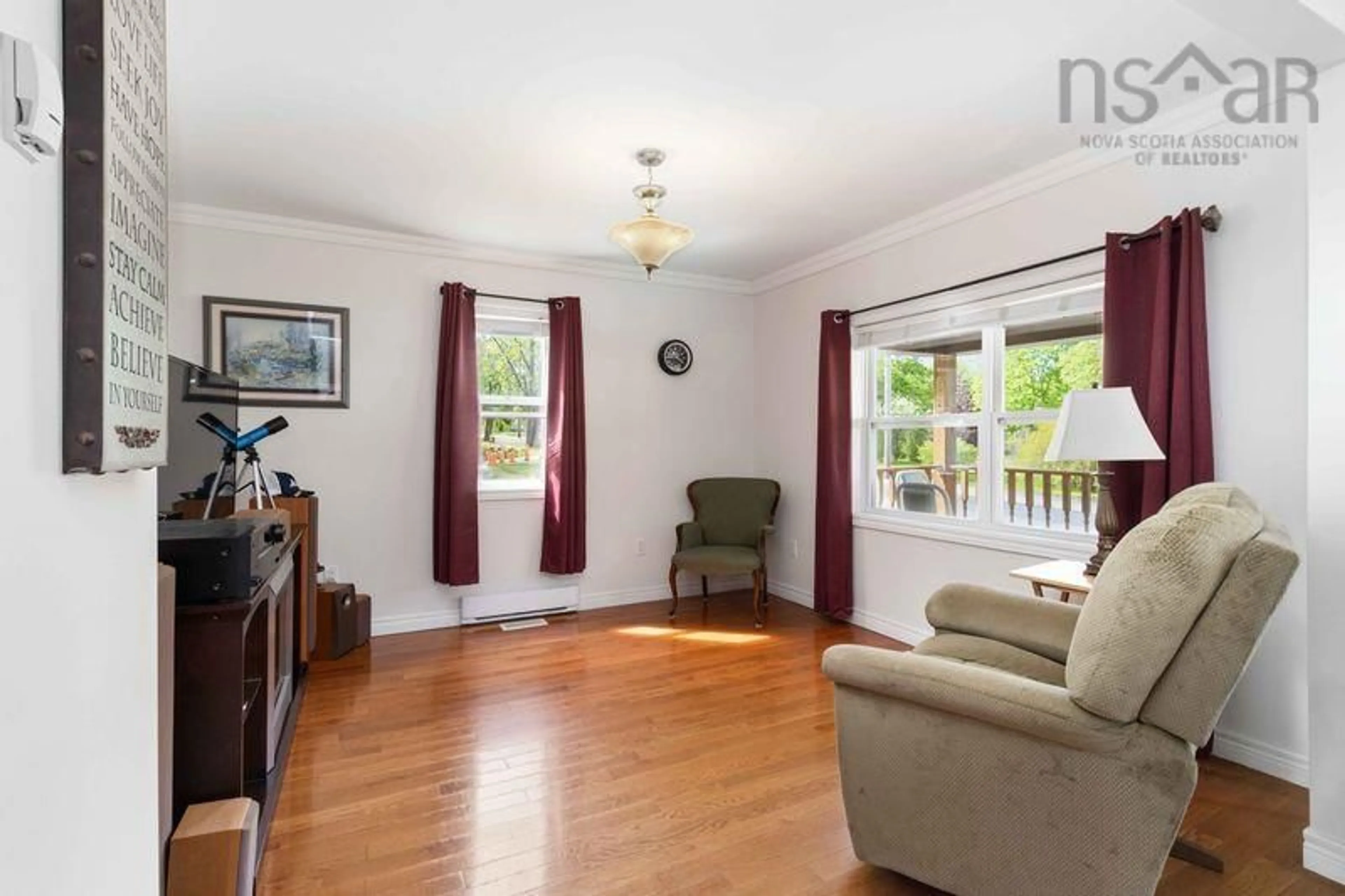 Living room with furniture, wood/laminate floor for 57 St Phillips St, Bridgewater Nova Scotia B4V 1W4