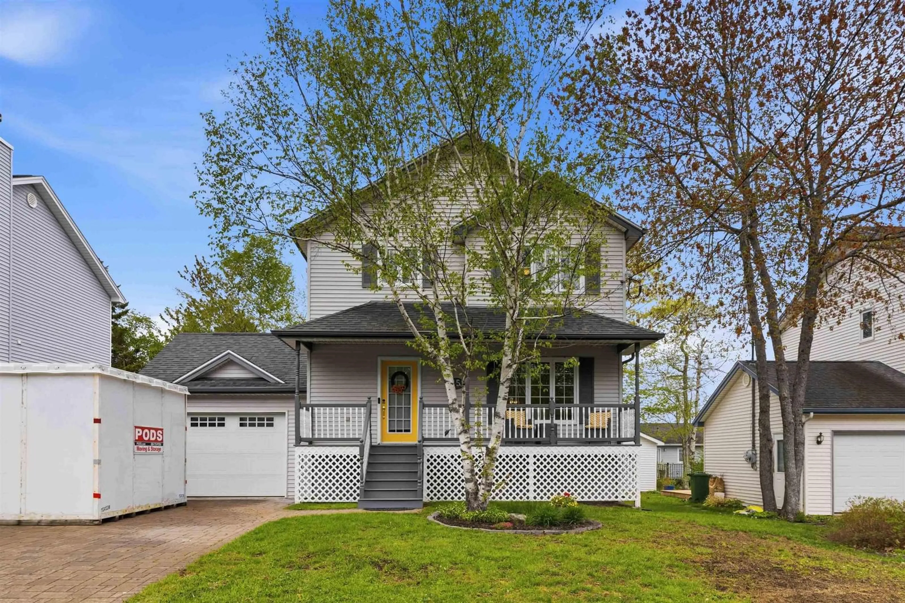 Home with vinyl exterior material, street for 15 White Birch Lane, Dartmouth Nova Scotia B2W 6B4