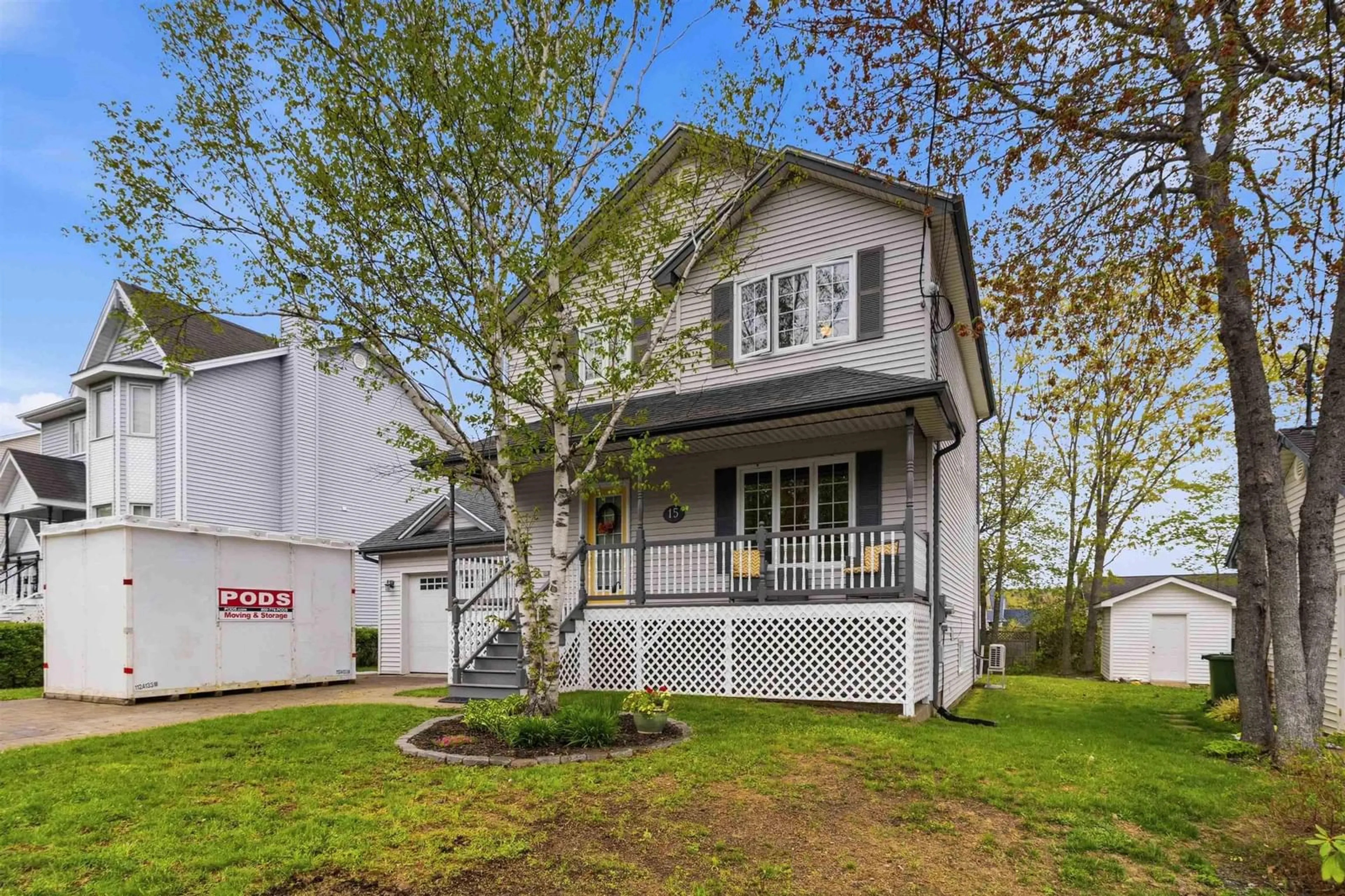 Home with vinyl exterior material, street for 15 White Birch Lane, Dartmouth Nova Scotia B2W 6B4