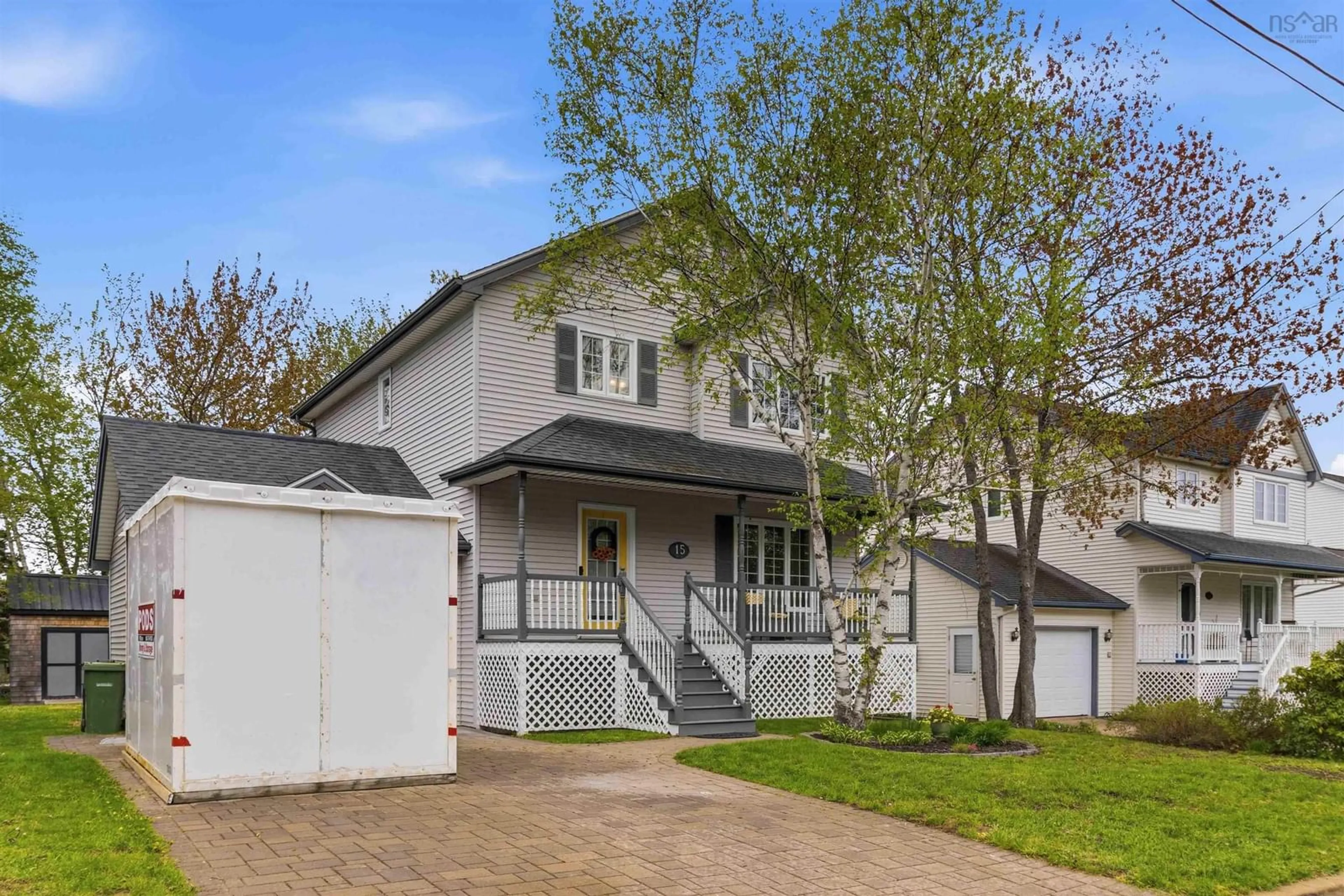 Home with vinyl exterior material, street for 15 White Birch Lane, Dartmouth Nova Scotia B2W 6B4