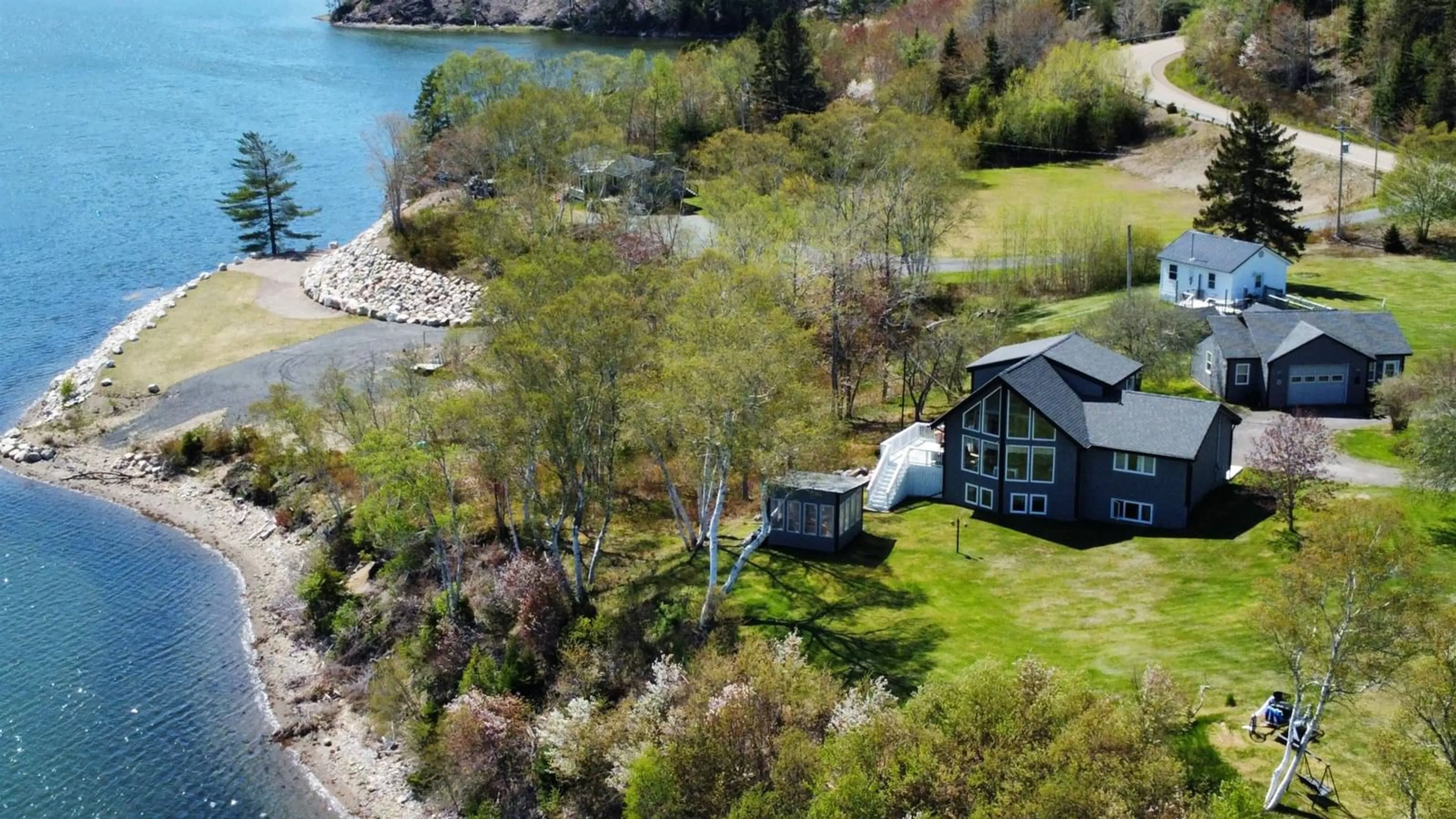 A pic from outside/outdoor area/front of a property/back of a property/a pic from drone, water/lake/river/ocean view for 16147 316 Hwy, Country Harbour Mines Nova Scotia B0H 1J0