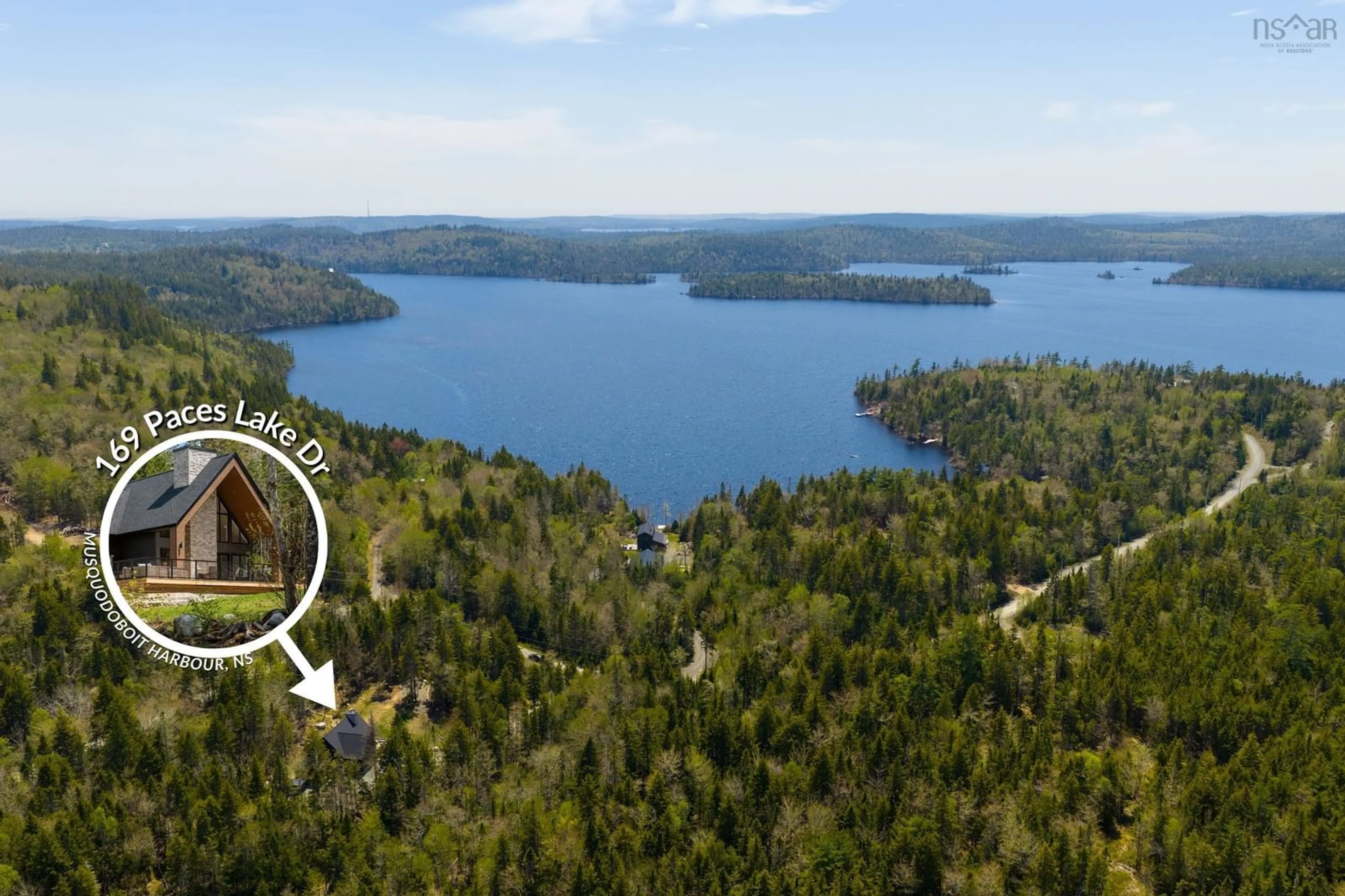 A pic from outside/outdoor area/front of a property/back of a property/a pic from drone, water/lake/river/ocean view for 169 Paces Lake Dr, Musquodoboit Harbour Nova Scotia B0J 2L0