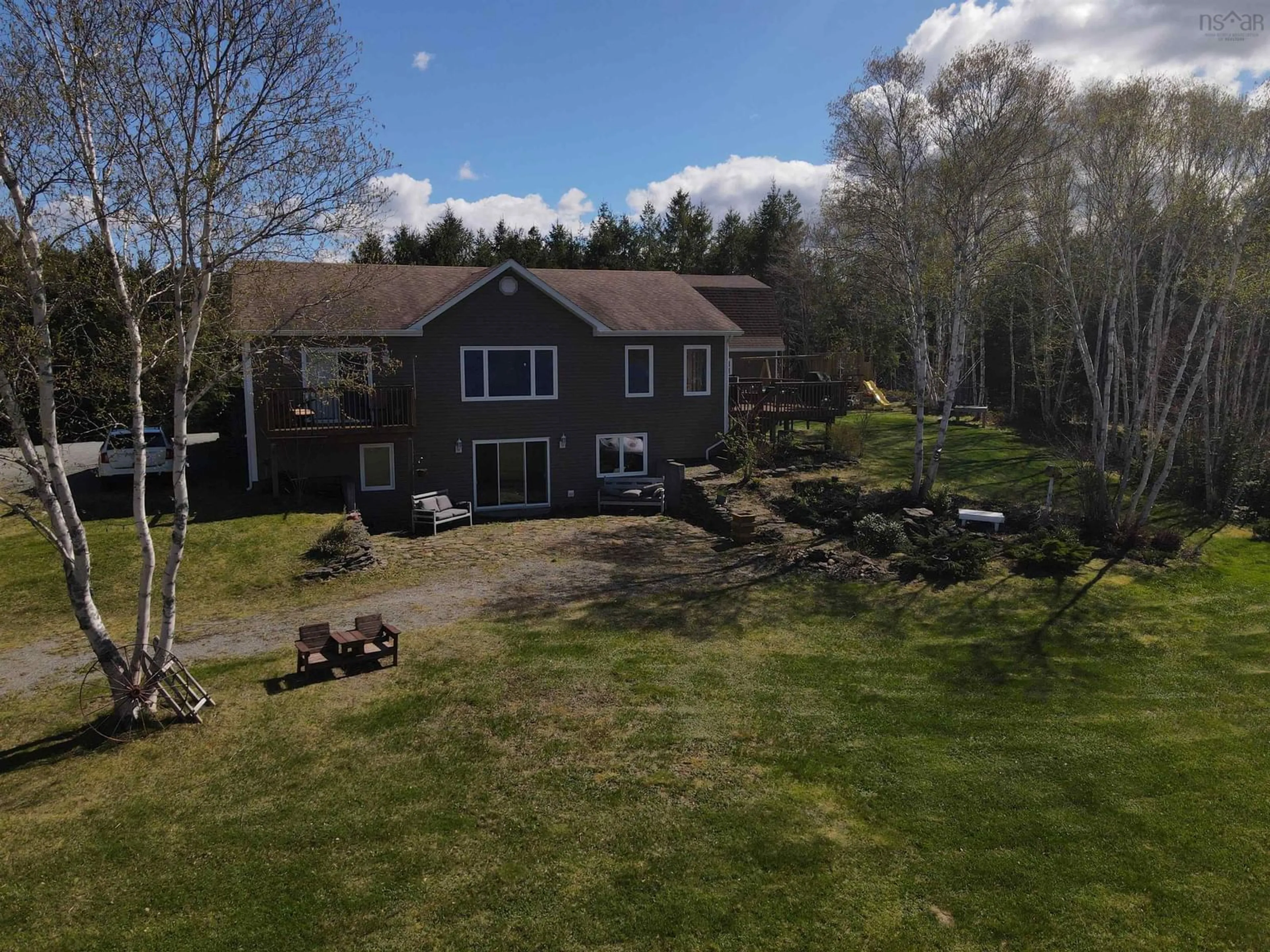 A pic from outside/outdoor area/front of a property/back of a property/a pic from drone, unknown for 448 Grand Mira South Rd Rd, Juniper Mountain Nova Scotia B1K 1G2