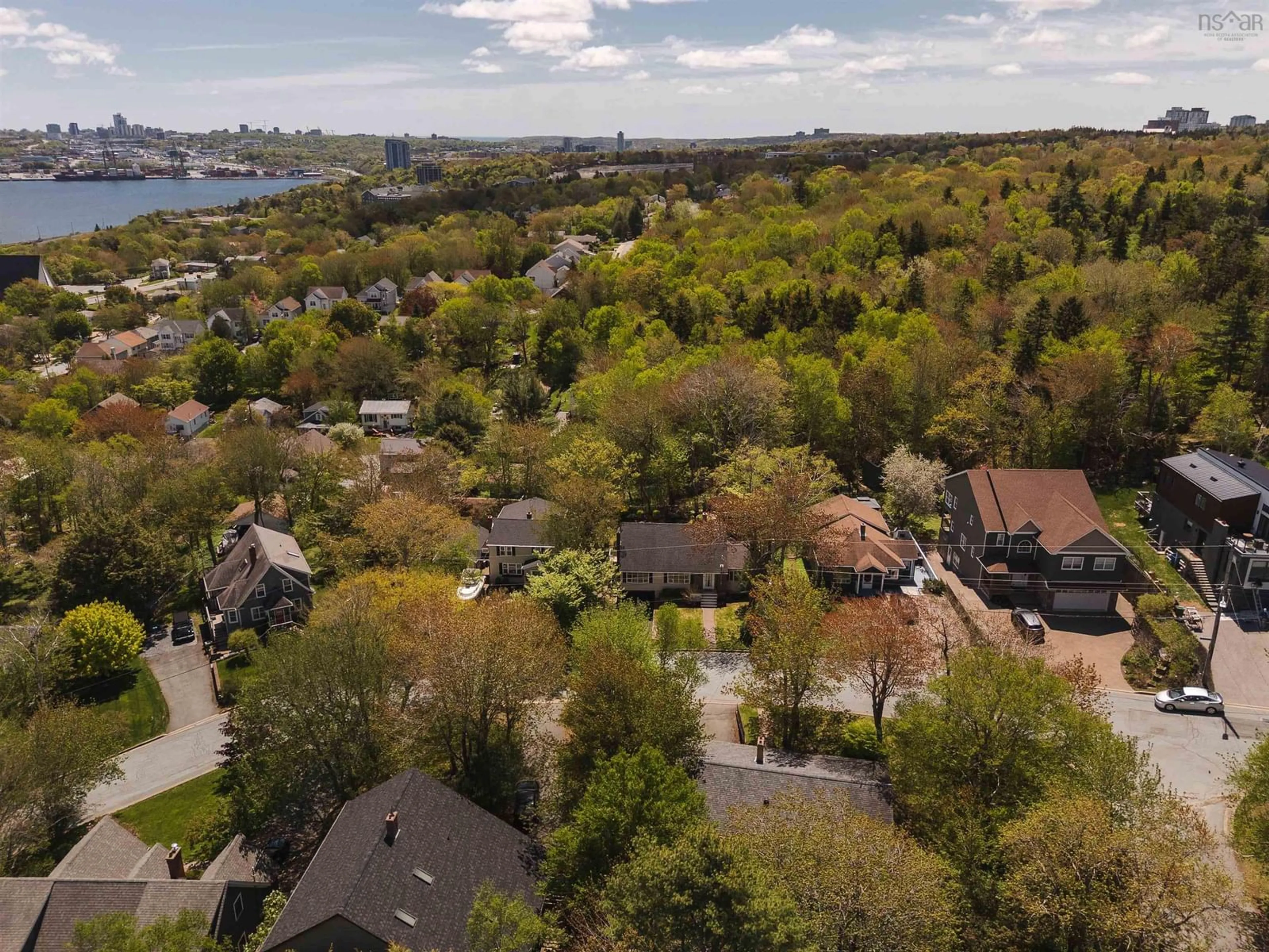 A pic from outside/outdoor area/front of a property/back of a property/a pic from drone, water/lake/river/ocean view for 46 Tremont Dr, Halifax Nova Scotia B3M 1X9