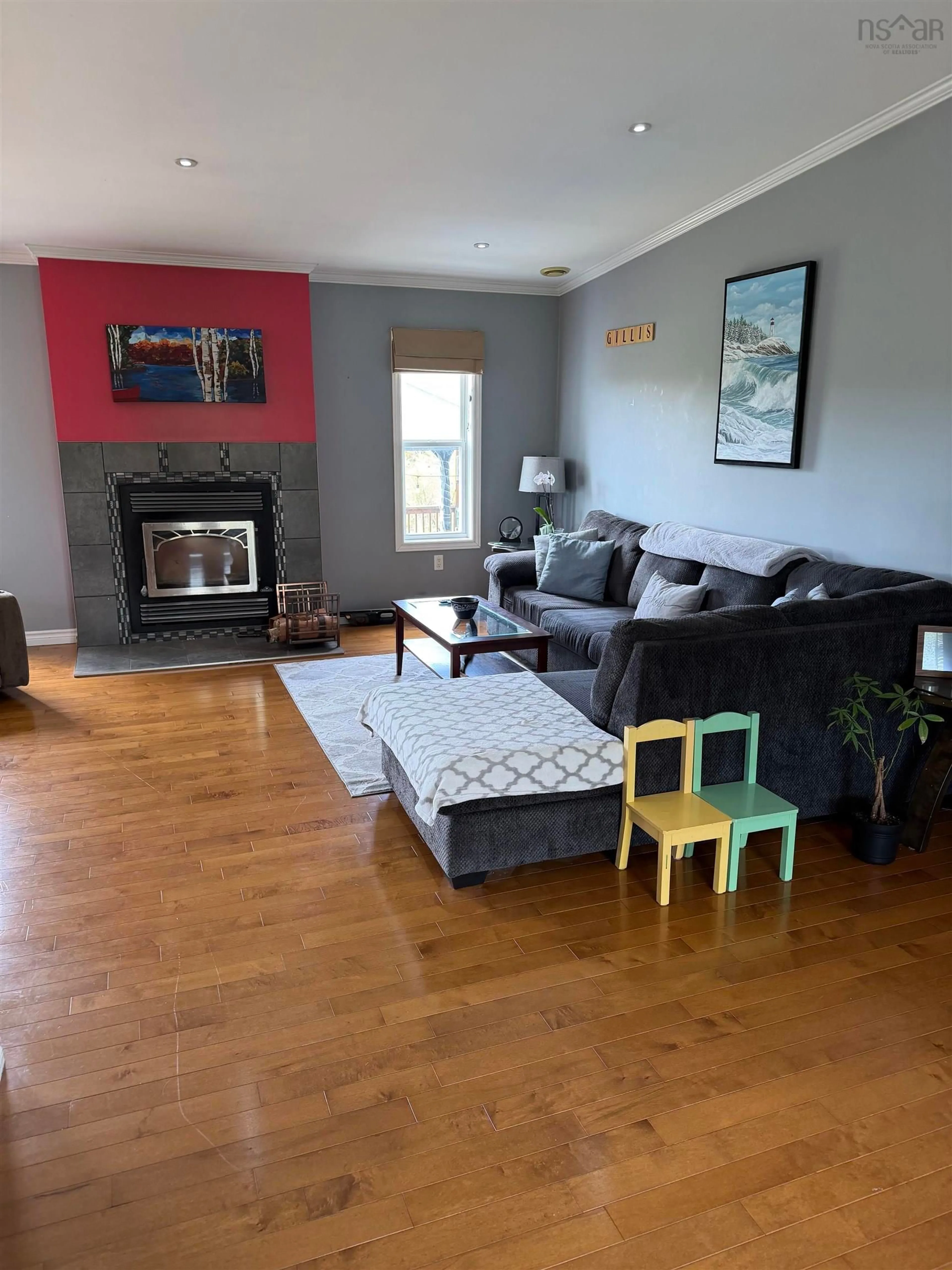 Living room with furniture, wood/laminate floor for 1069 Ohio East Road, Cross Roads Ohio Nova Scotia B2G 2K8