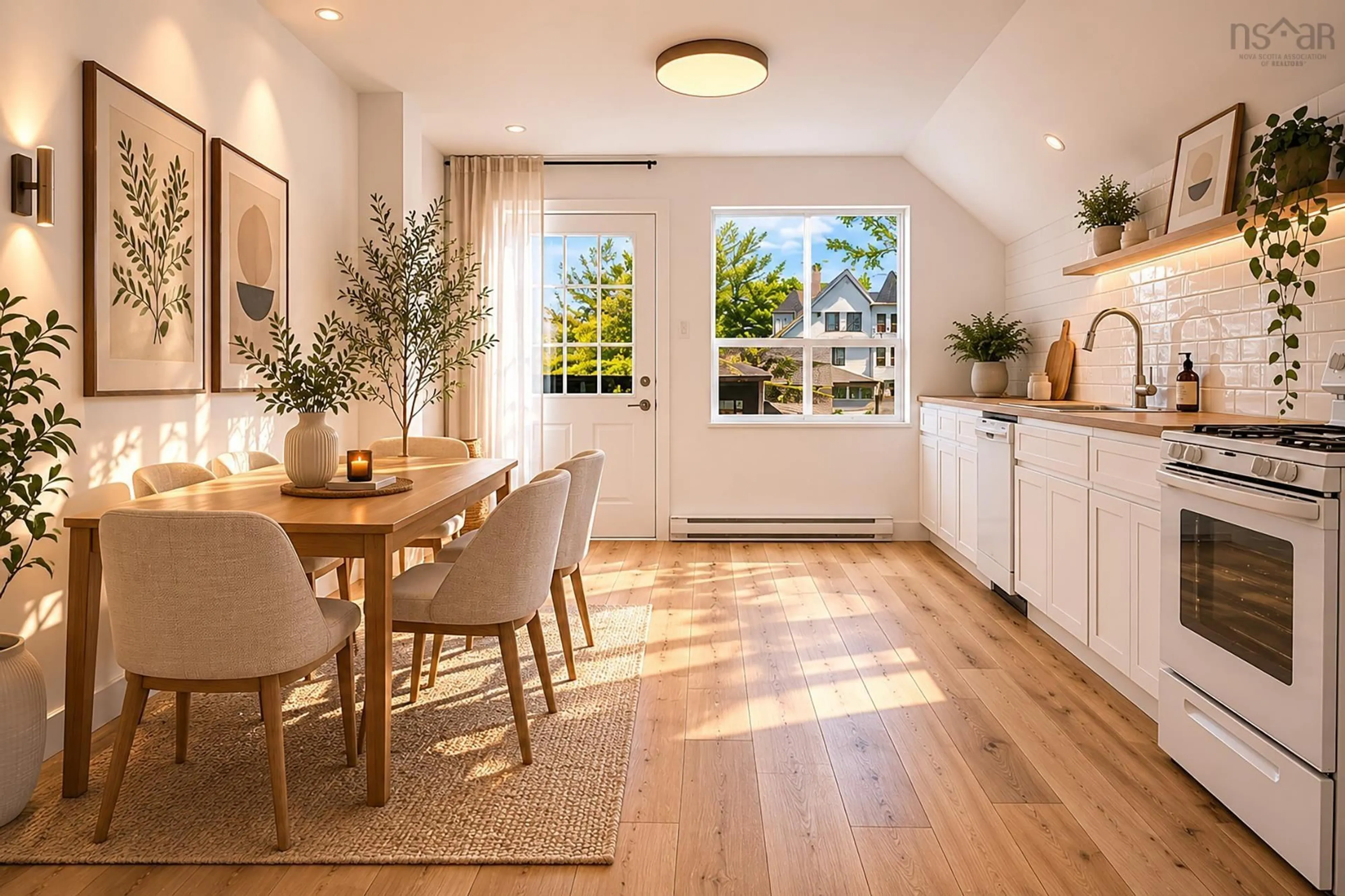 Open concept kitchen, wood/laminate floor for 130 Gray St, Windsor Nova Scotia B0N 2T0