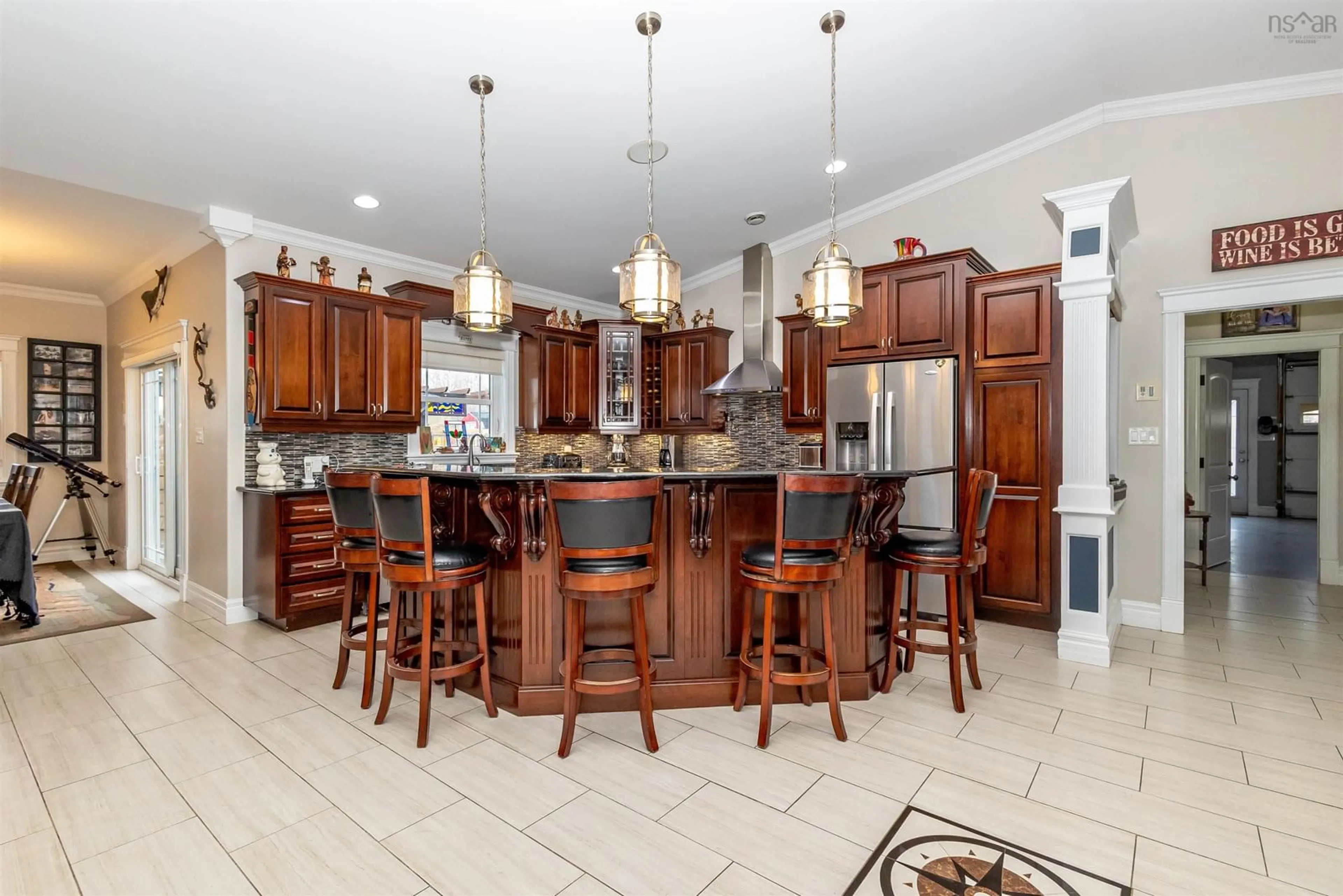 Open concept kitchen, ceramic/tile floor for 102 Kaneville Road, New Victoria Nova Scotia B1H 5T1