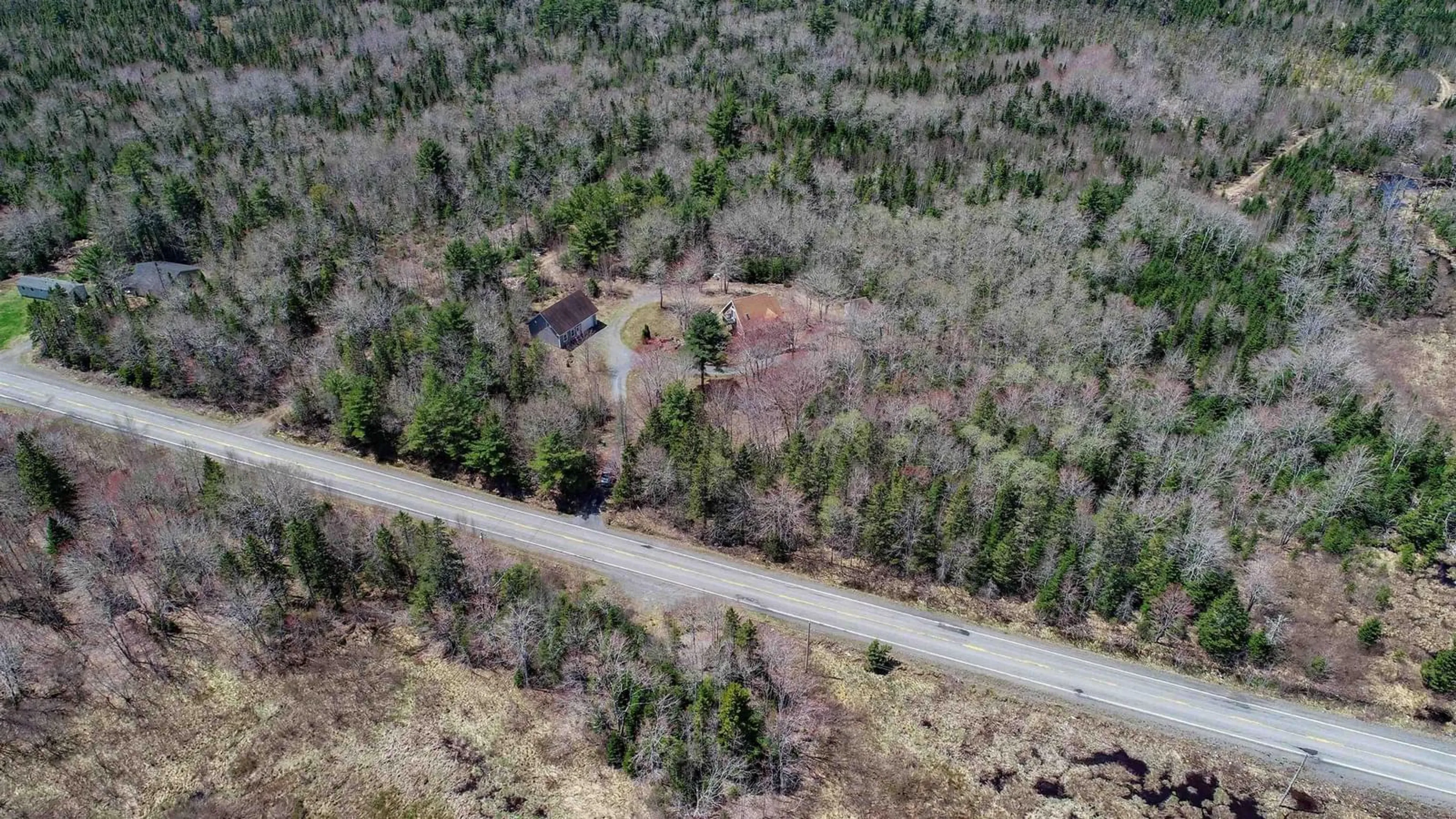 A pic from outside/outdoor area/front of a property/back of a property/a pic from drone, forest/trees view for 285 Hwy 12, Blue Mountain Nova Scotia B0J 2M0