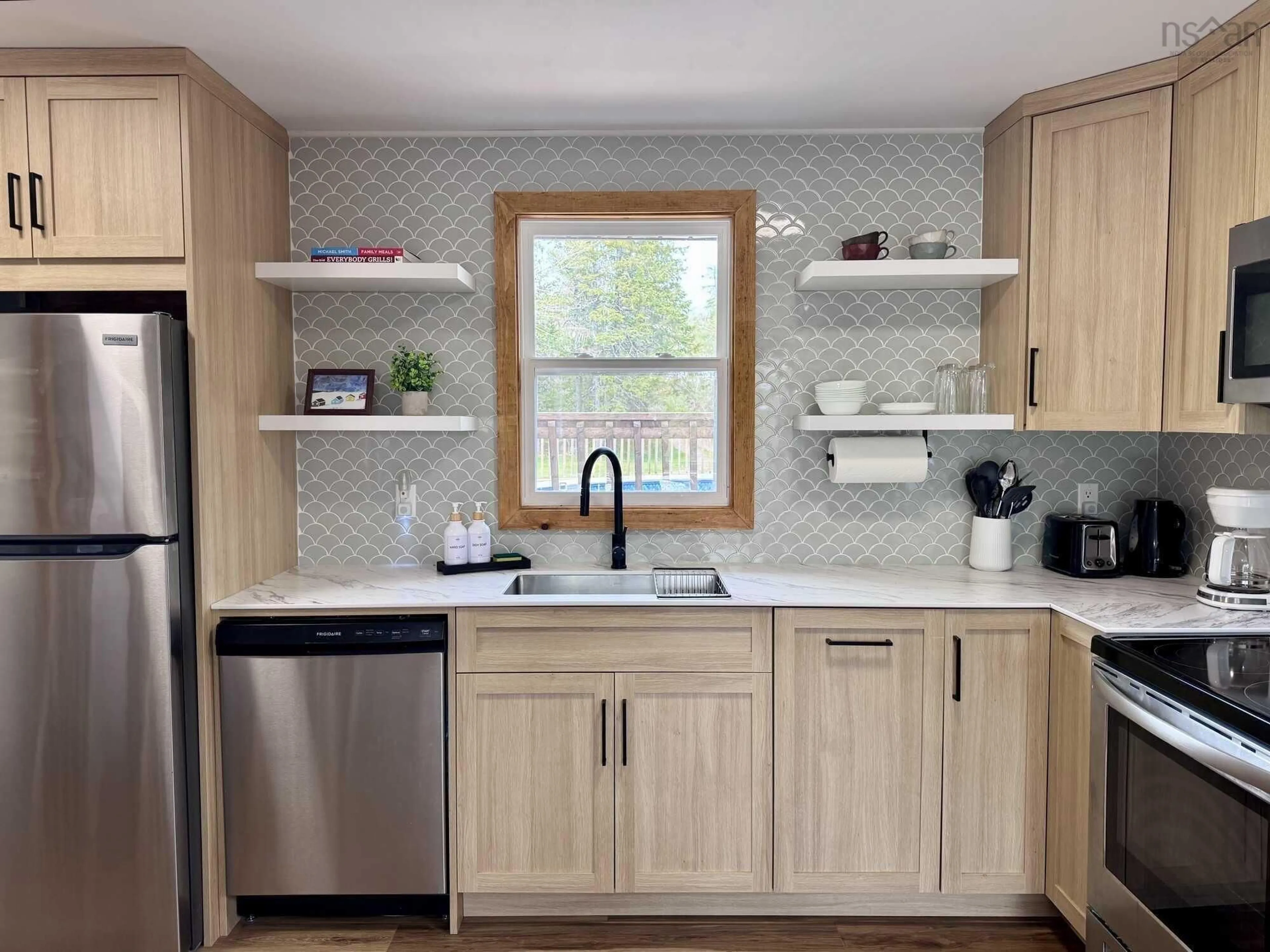 Contemporary kitchen, ceramic/tile floor for 1156 Tattrie Settlement Rd, French River Nova Scotia B0K 1V0