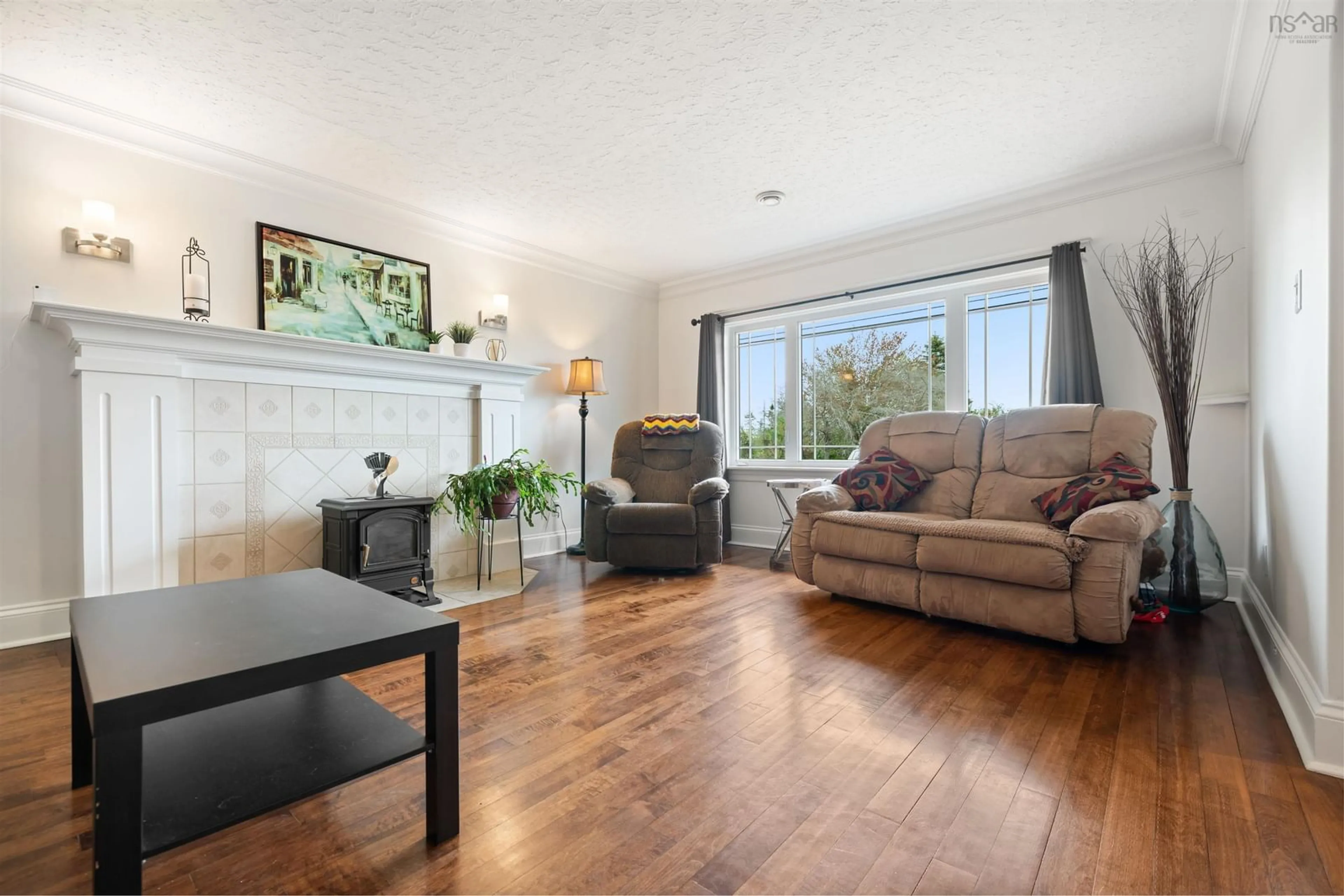Living room with furniture, wood/laminate floor for 8805 Highway 14, Hardwood Lands Nova Scotia B0N 1Y0
