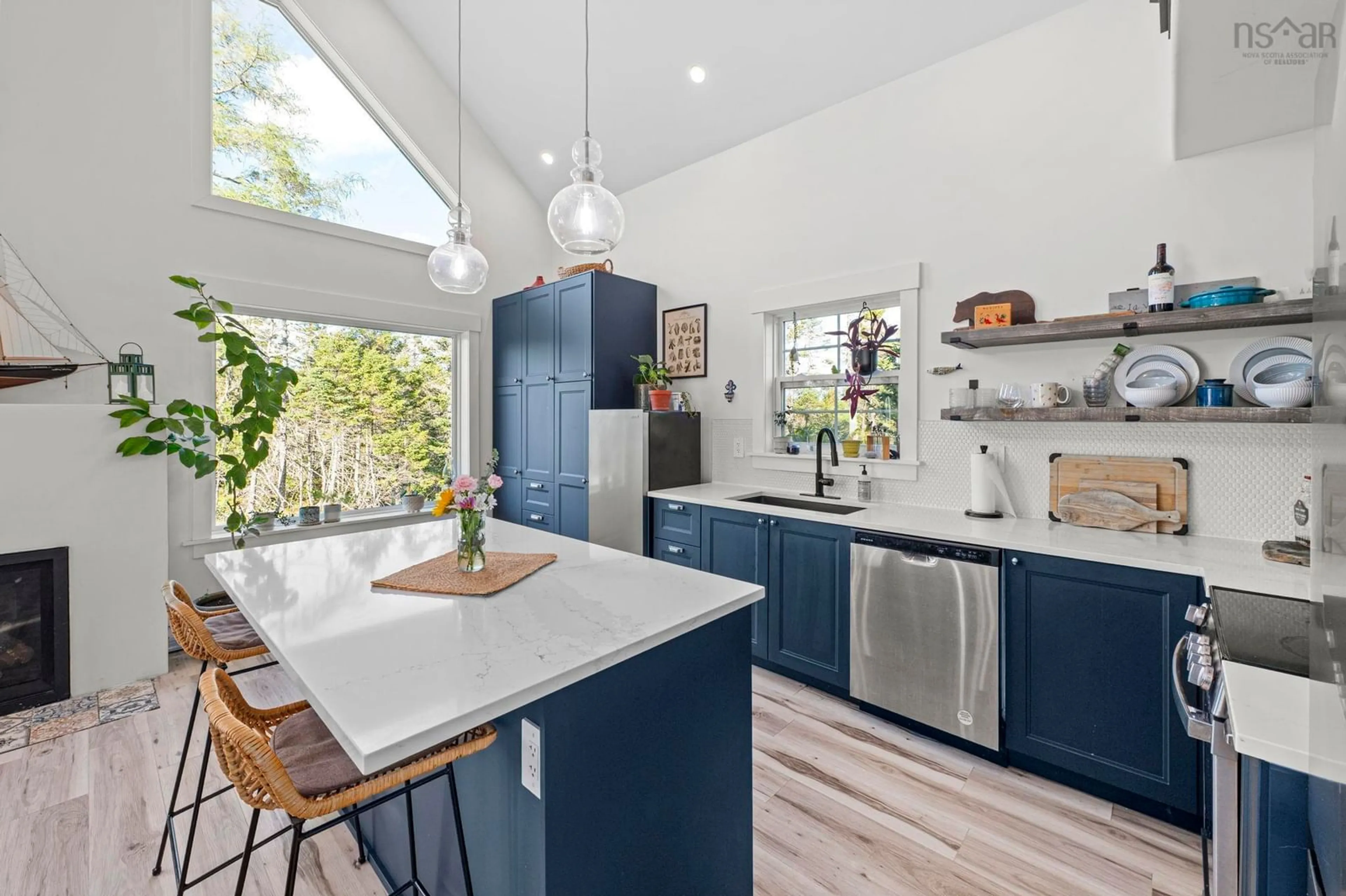 Contemporary kitchen, ceramic/tile floor for Mines Road, West Petpeswick Rd #1156, West Petpeswick Nova Scotia B0J 2L0