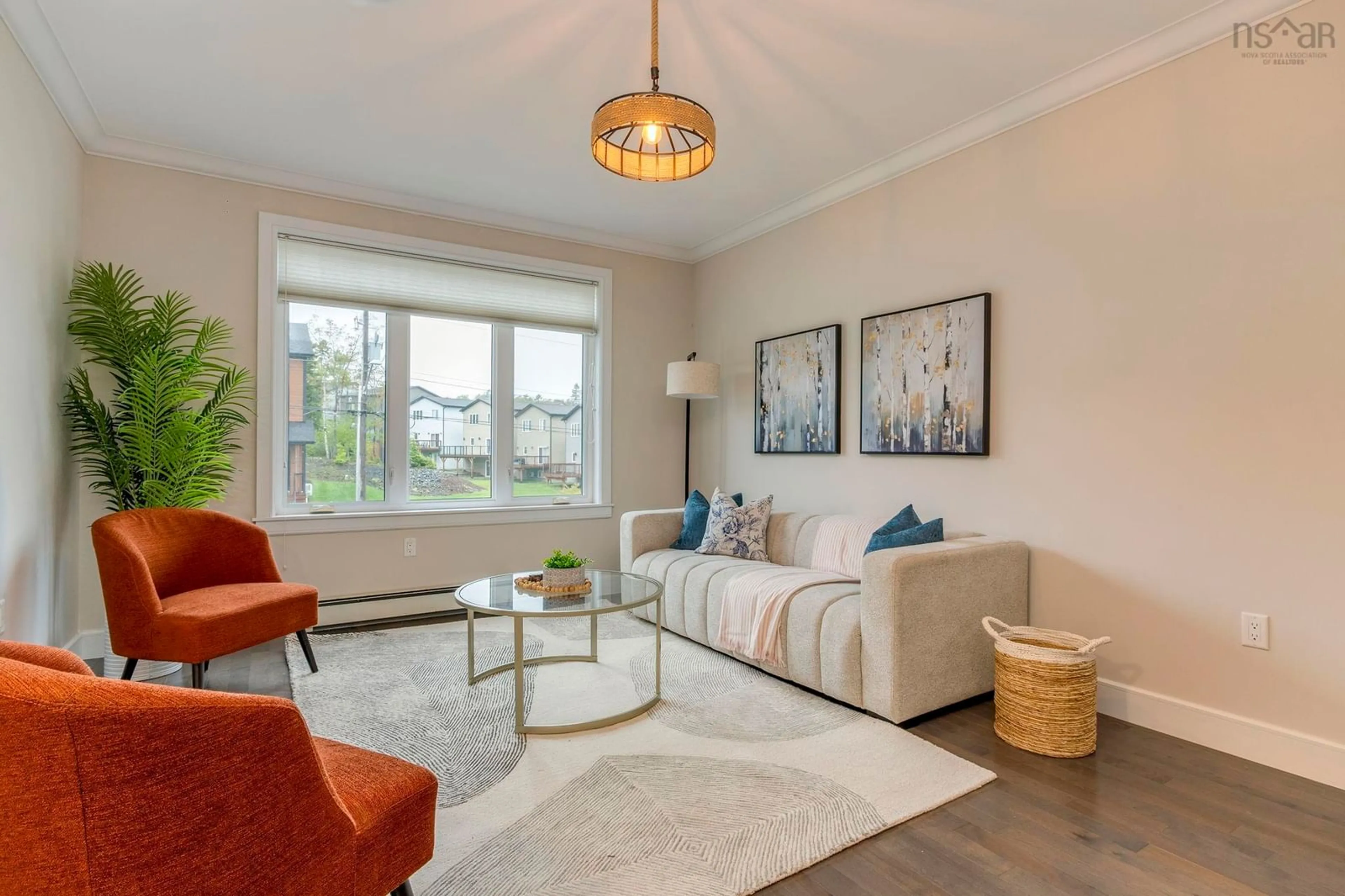 Living room with furniture, wood/laminate floor for 149 Bosun Run, Halifax Nova Scotia B3M 0J3