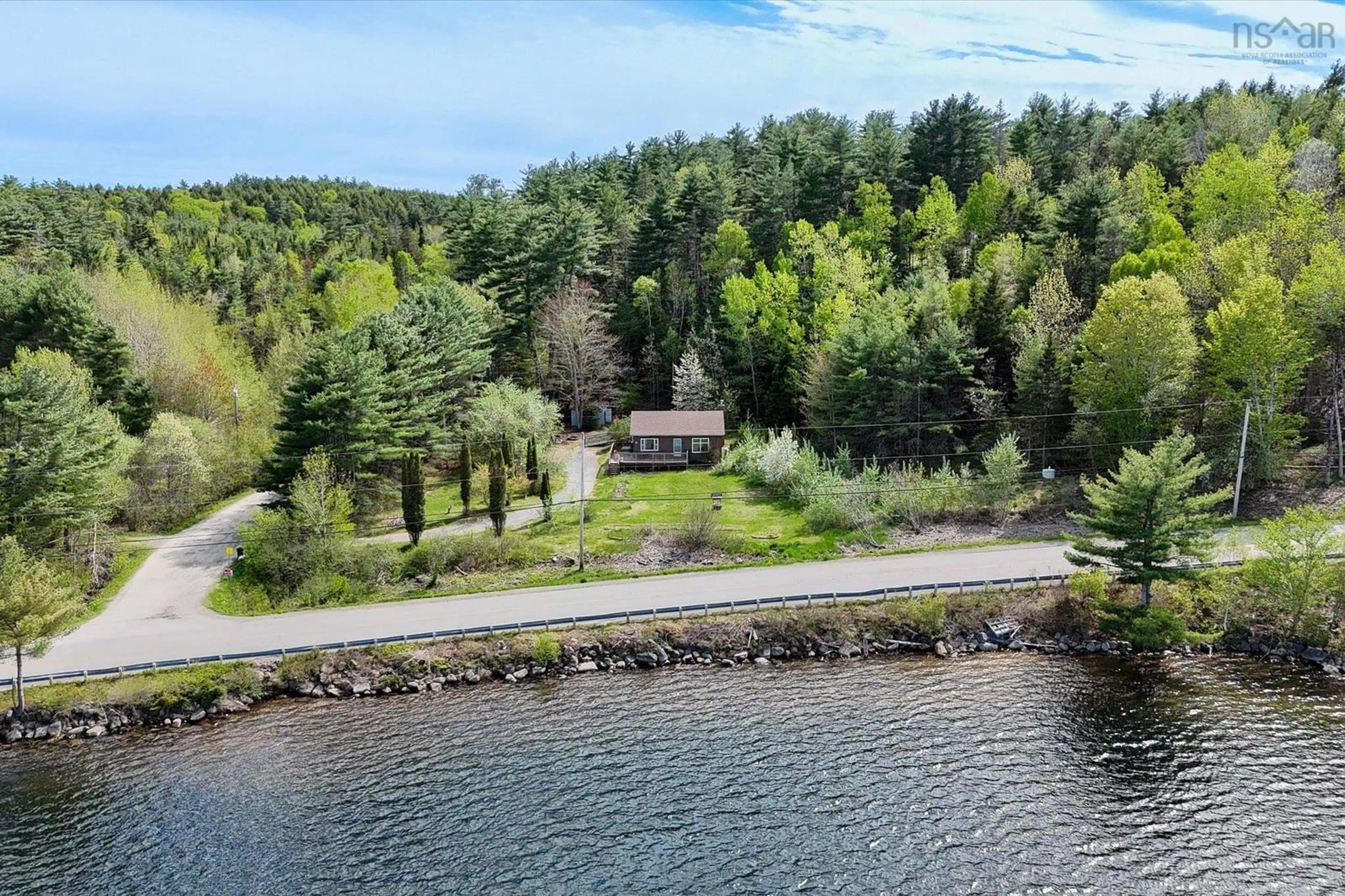 A pic from outside/outdoor area/front of a property/back of a property/a pic from drone, water/lake/river/ocean view for 14 Big Mush A Mush Lake Rd, Middle New Cornwall Nova Scotia B0J 2E0
