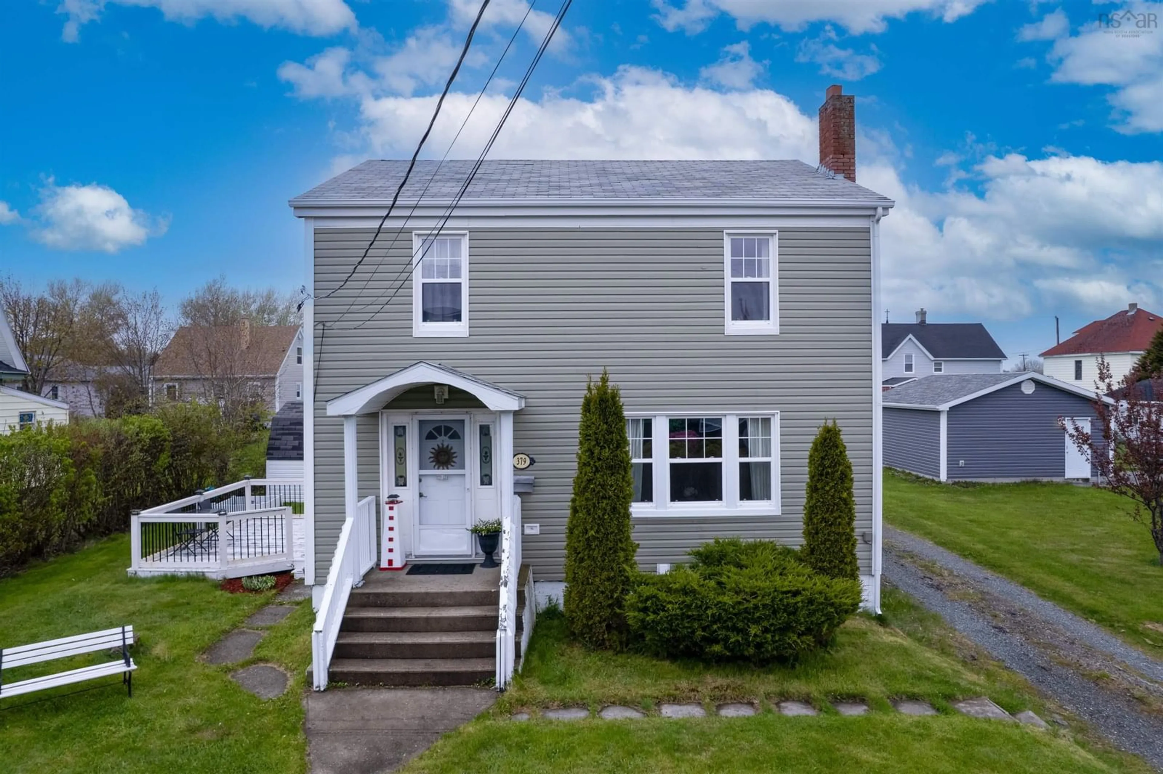A pic from outside/outdoor area/front of a property/back of a property/a pic from drone, street for 379 Smith St, New Waterford Nova Scotia B1H 3R3