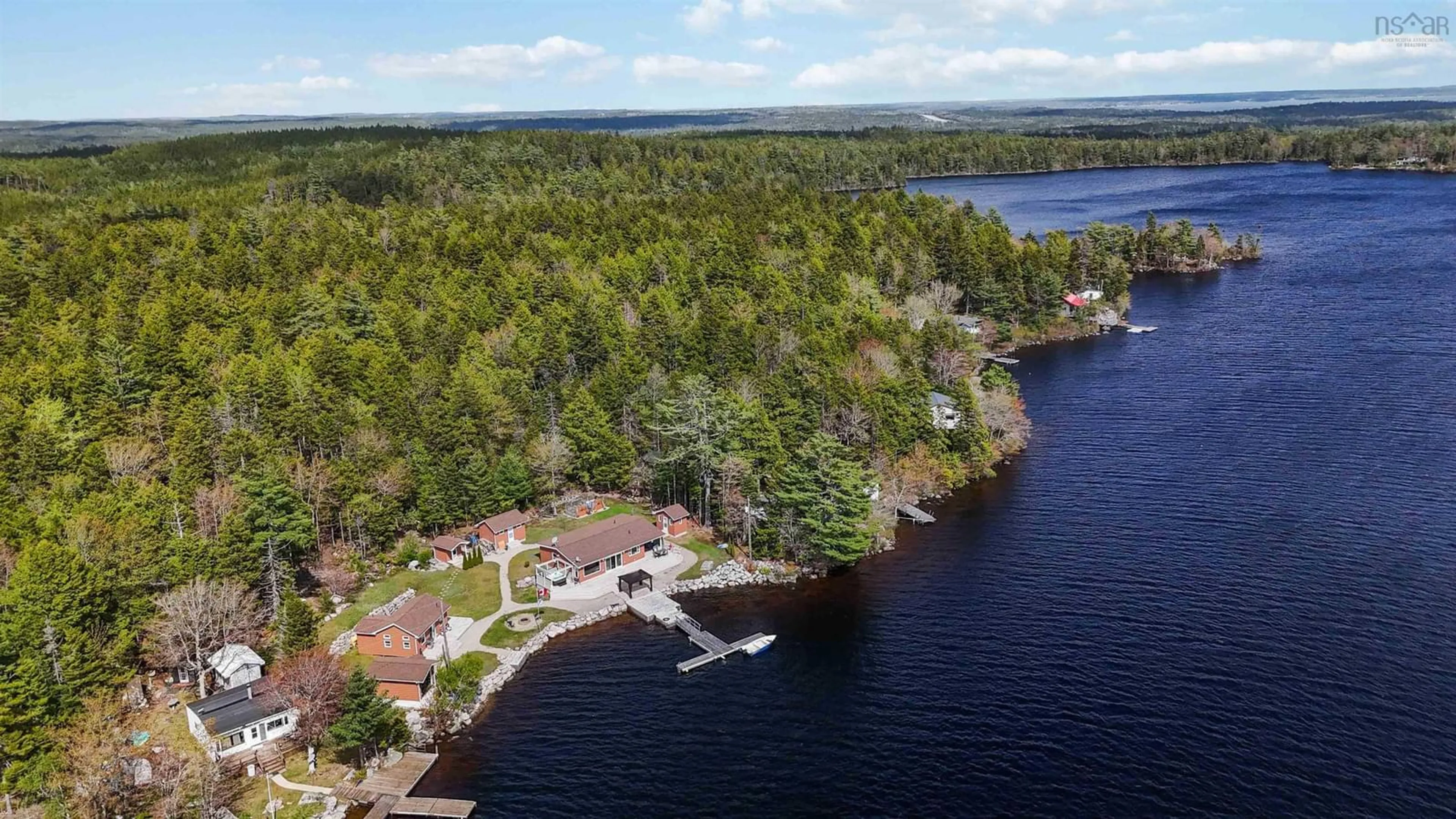 A pic from outside/outdoor area/front of a property/back of a property/a pic from drone, water/lake/river/ocean view for 815 Dauphinees Mill Lake Water A, Hubbards Nova Scotia B0J 1T0