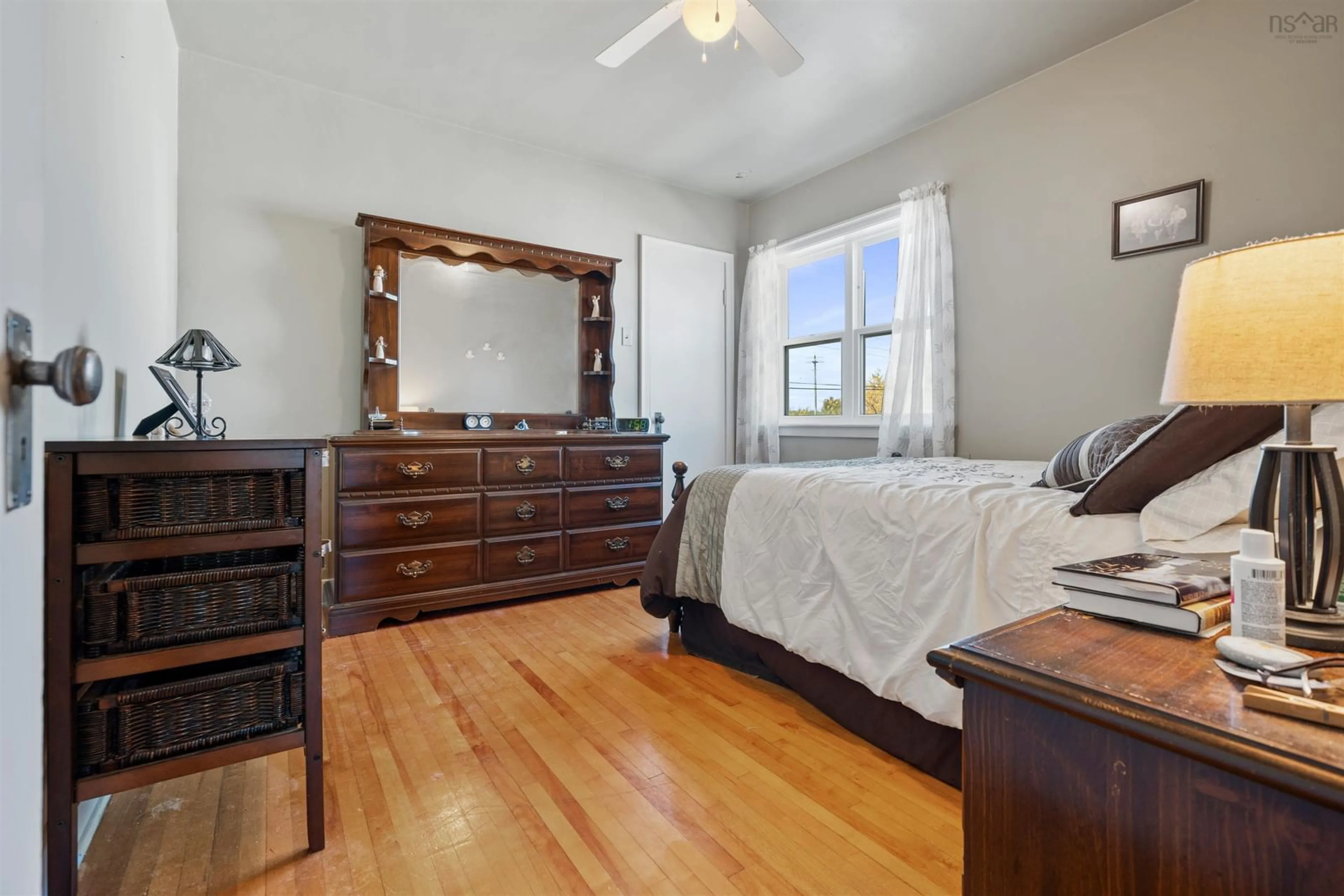 Bedroom with bed, wood/laminate floor for 8 Conley Rd, Shubenacadie Nova Scotia B0N 2H0
