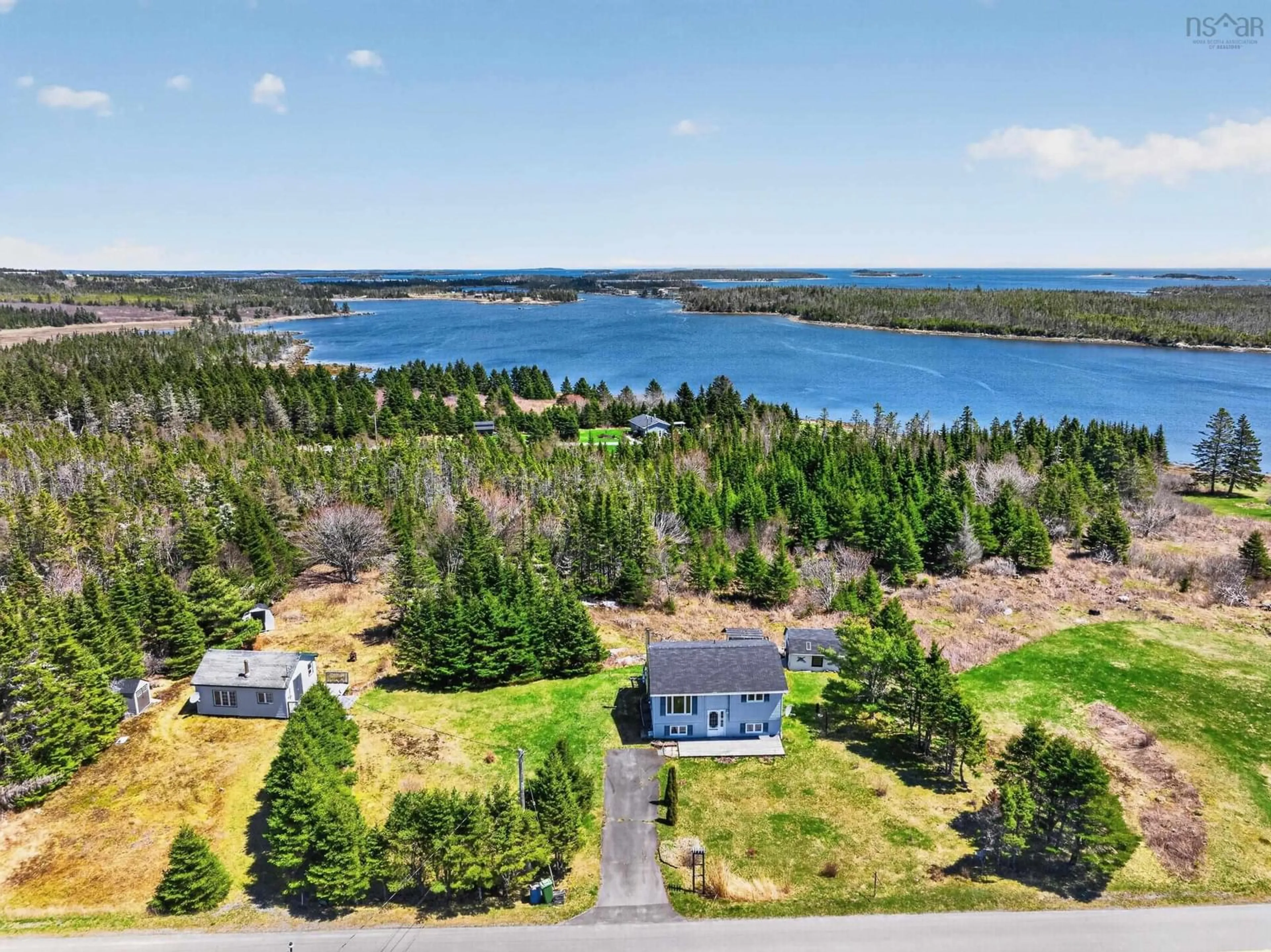 A pic from outside/outdoor area/front of a property/back of a property/a pic from drone, water/lake/river/ocean view for 167 Smiths Point Rd, East Quoddy Nova Scotia B0J 2R0