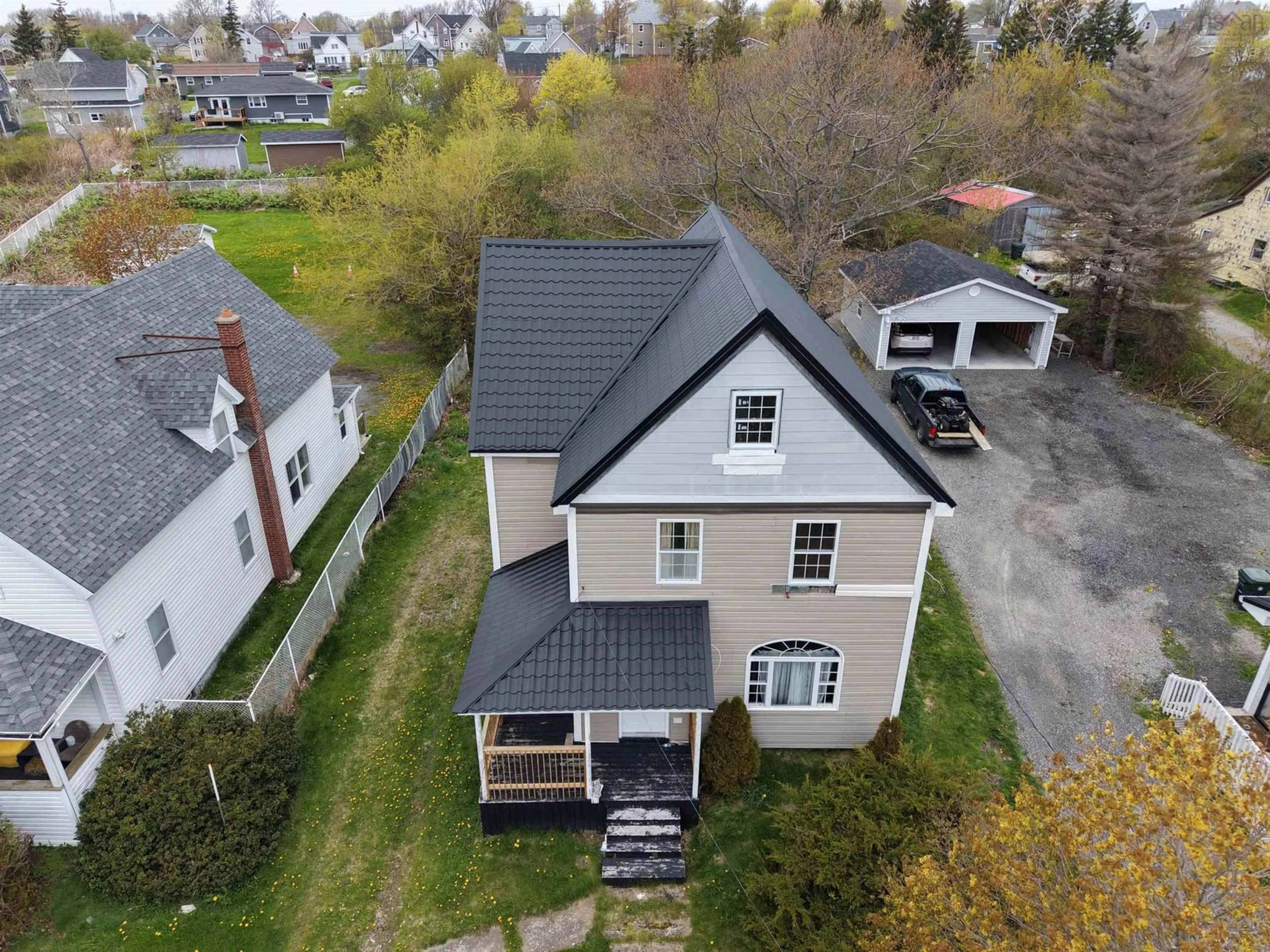 A pic from outside/outdoor area/front of a property/back of a property/a pic from drone, building for 24 Reserve St St, Glace Bay Nova Scotia B1A 4V8