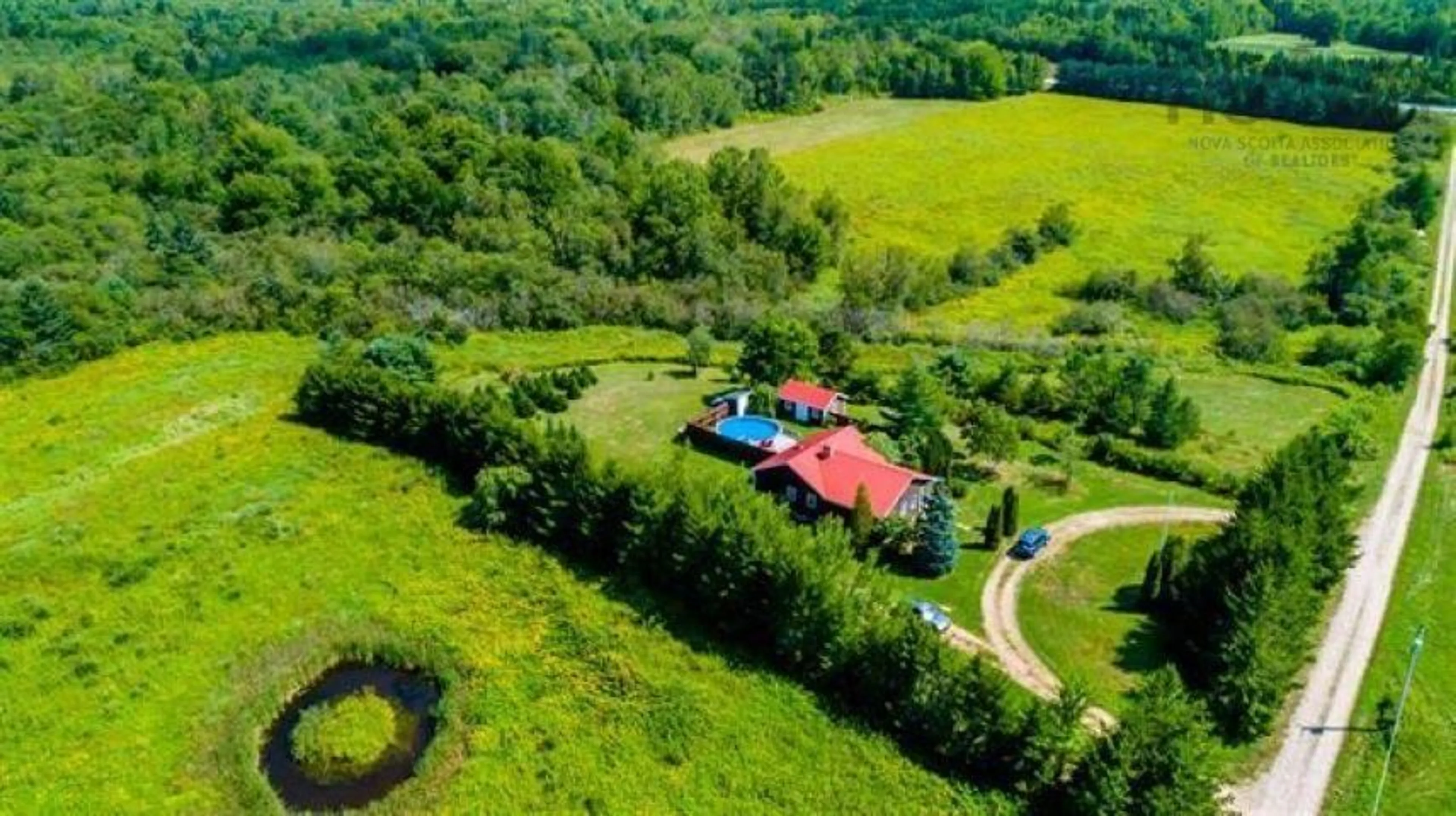 A pic from outside/outdoor area/front of a property/back of a property/a pic from drone, mountain view for 4468 Highway 201, Carleton Corner Nova Scotia B0S 1C0