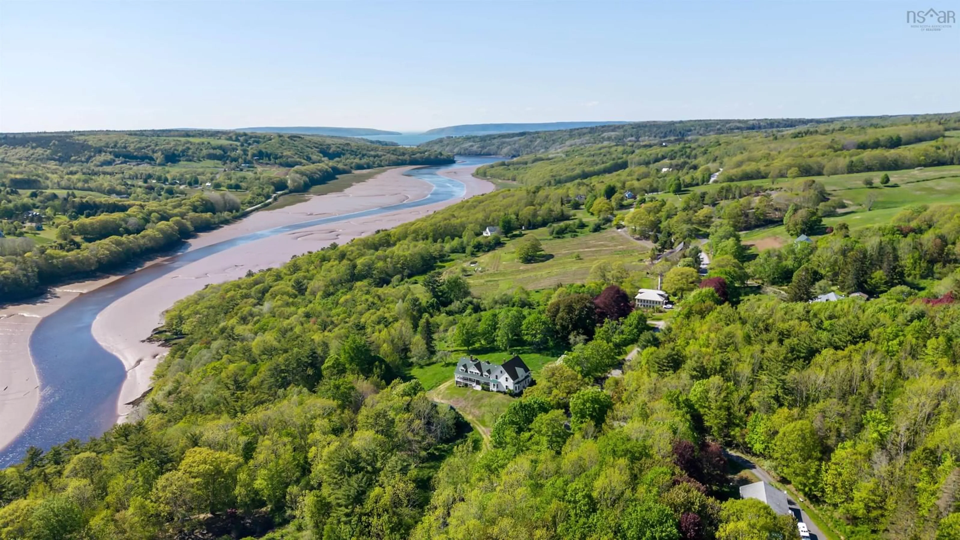 A pic from outside/outdoor area/front of a property/back of a property/a pic from drone, water/lake/river/ocean view for 81 Chute Rd, Bear River Nova Scotia B0S 1B0