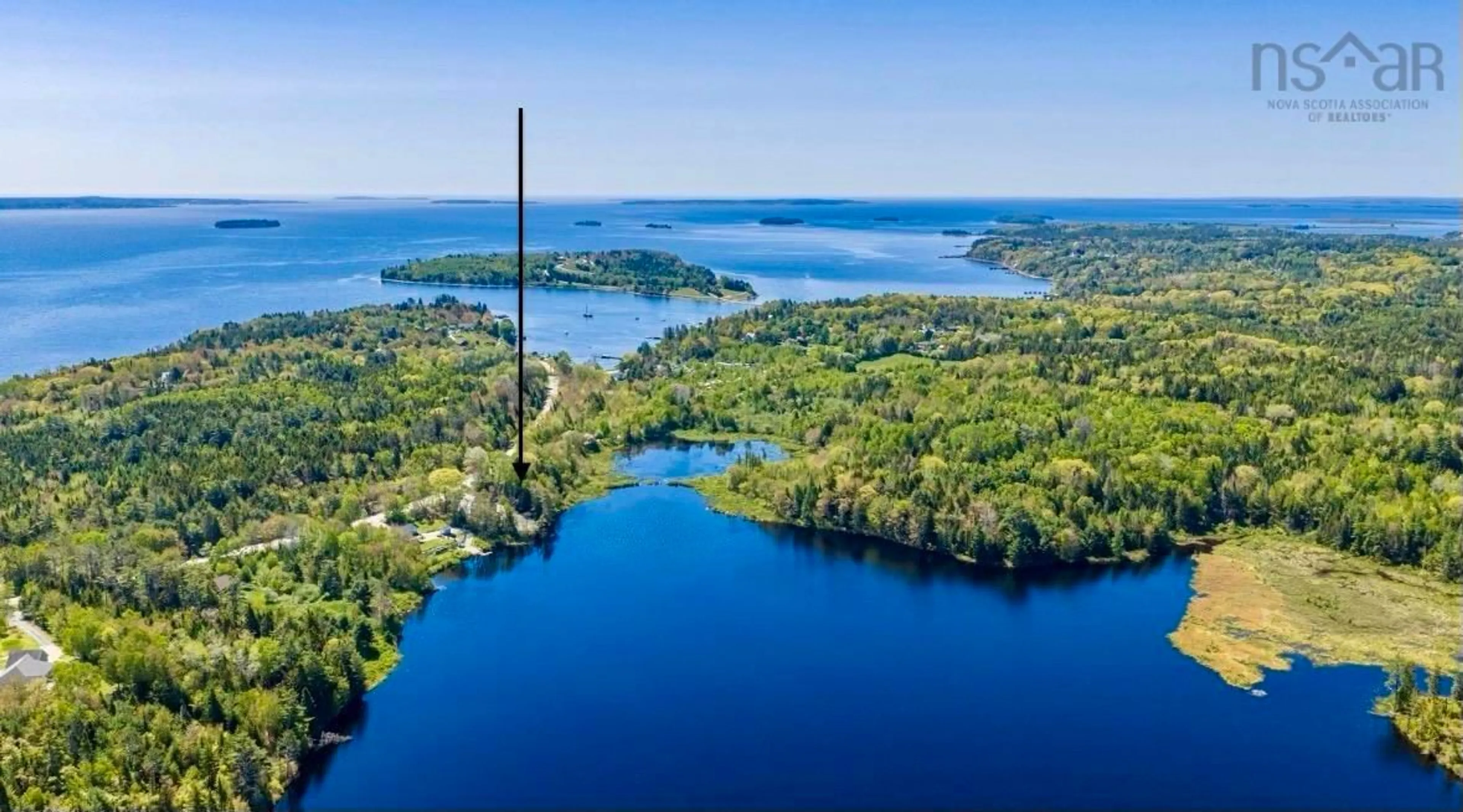 A pic from outside/outdoor area/front of a property/back of a property/a pic from drone, water/lake/river/ocean view for 162 Goat Lake Rd, East Chester Nova Scotia B0J 1J0