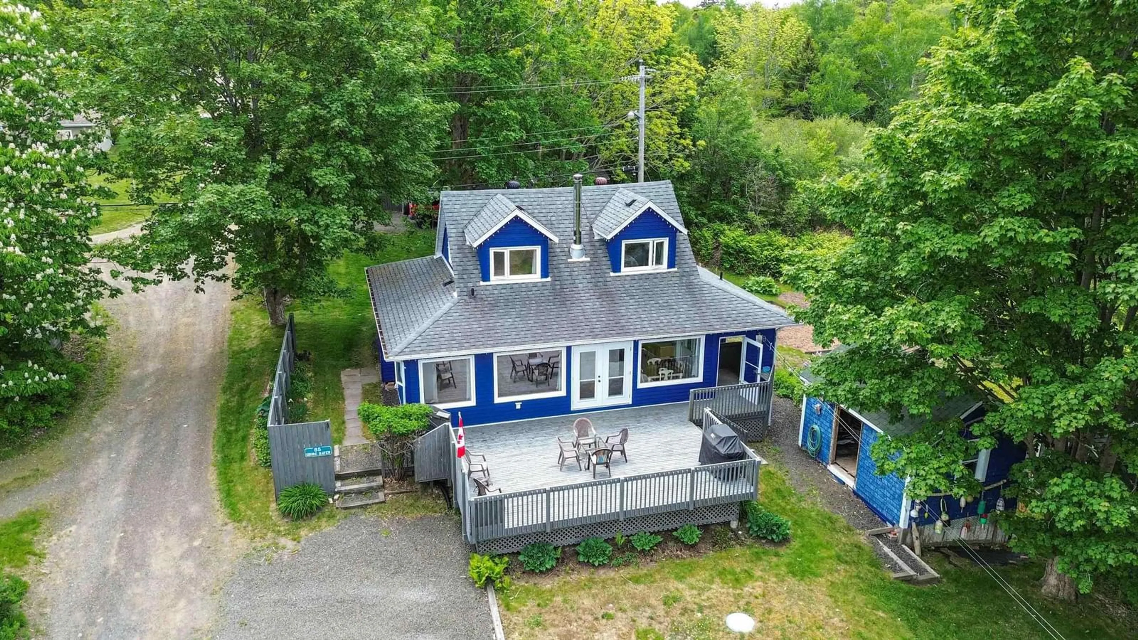 A pic from outside/outdoor area/front of a property/back of a property/a pic from drone, unknown for 85 Pettrie Rd, Smiths Cove Nova Scotia B0S 1S0
