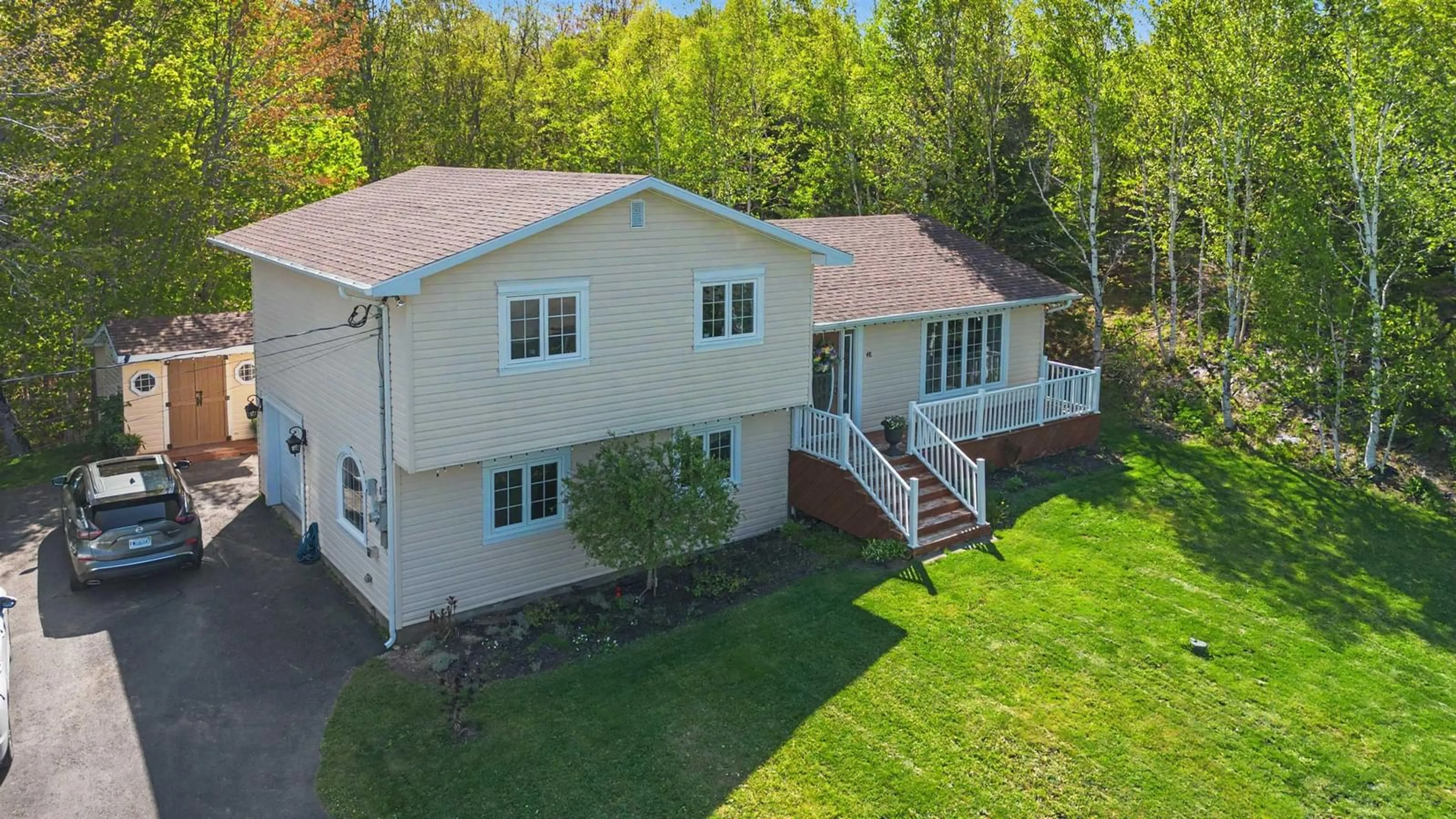 A pic from outside/outdoor area/front of a property/back of a property/a pic from drone, unknown for 48 Waterville Dr, Howie Centre Nova Scotia B1L 1G5