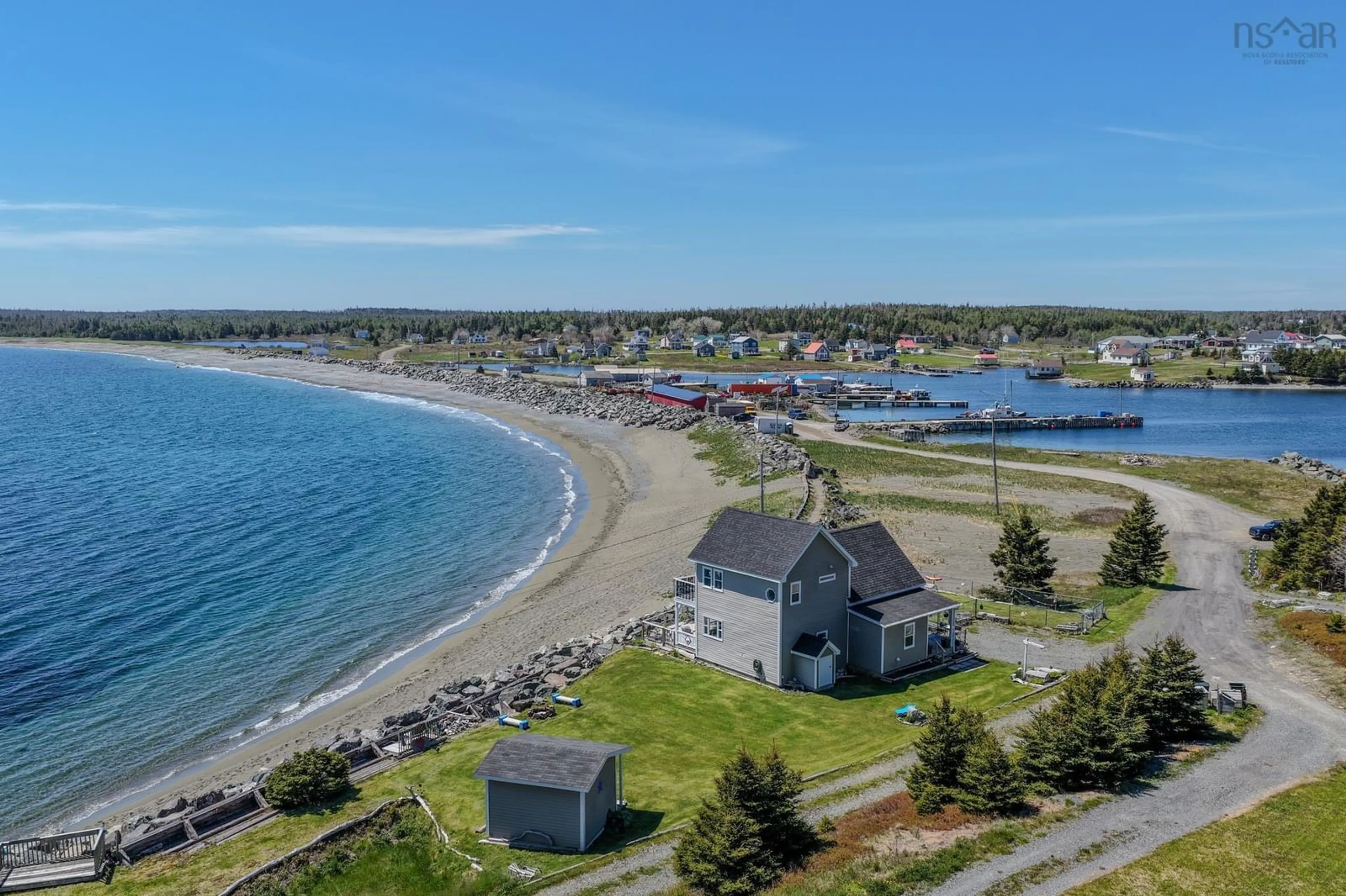 A pic from outside/outdoor area/front of a property/back of a property/a pic from drone, water/lake/river/ocean view for 104 Rouse Island Rd, Gabarus Nova Scotia B1K 3T6
