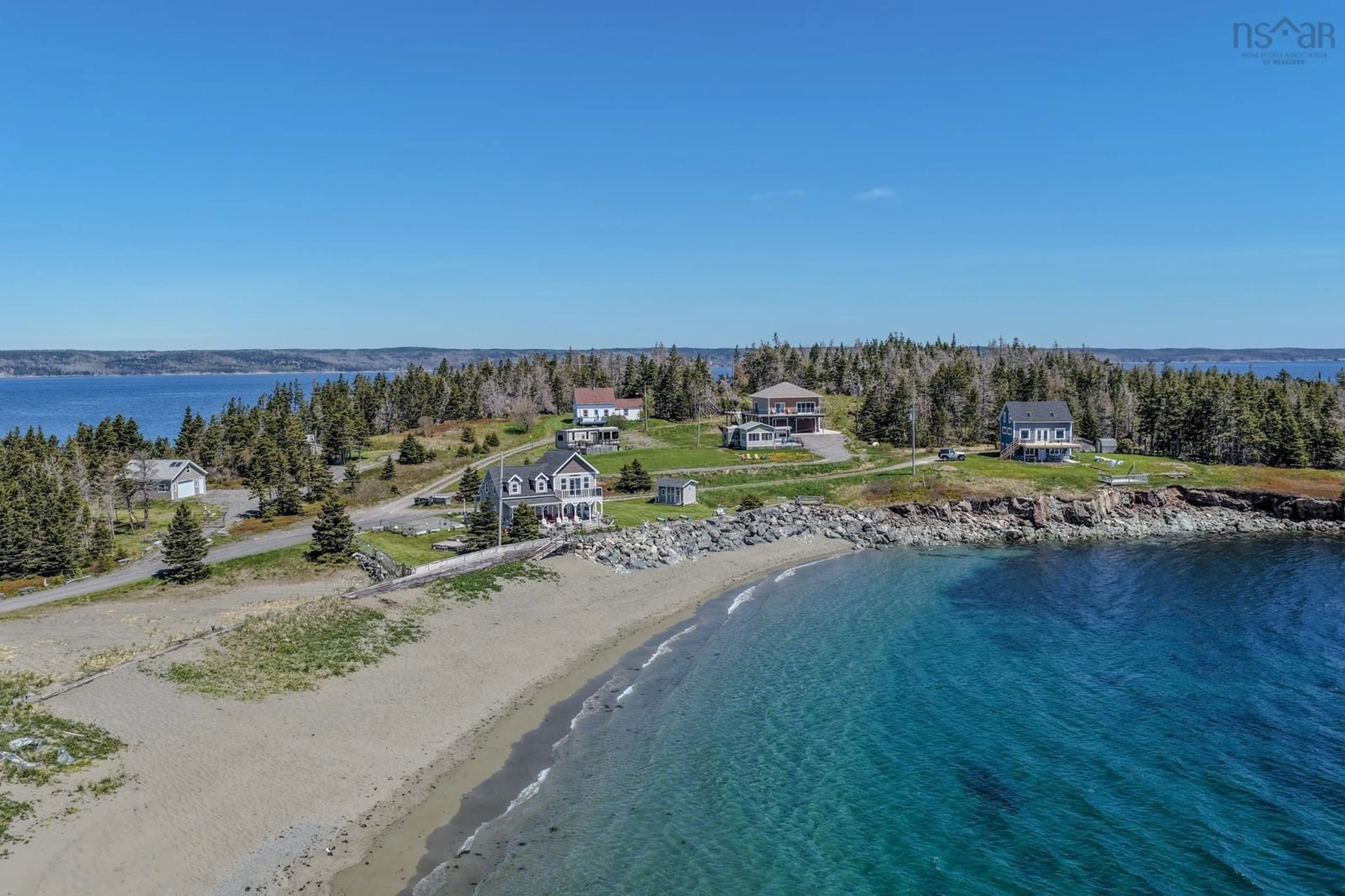 A pic from outside/outdoor area/front of a property/back of a property/a pic from drone, water/lake/river/ocean view for 104 Rouse Island Rd, Gabarus Nova Scotia B1K 3T6