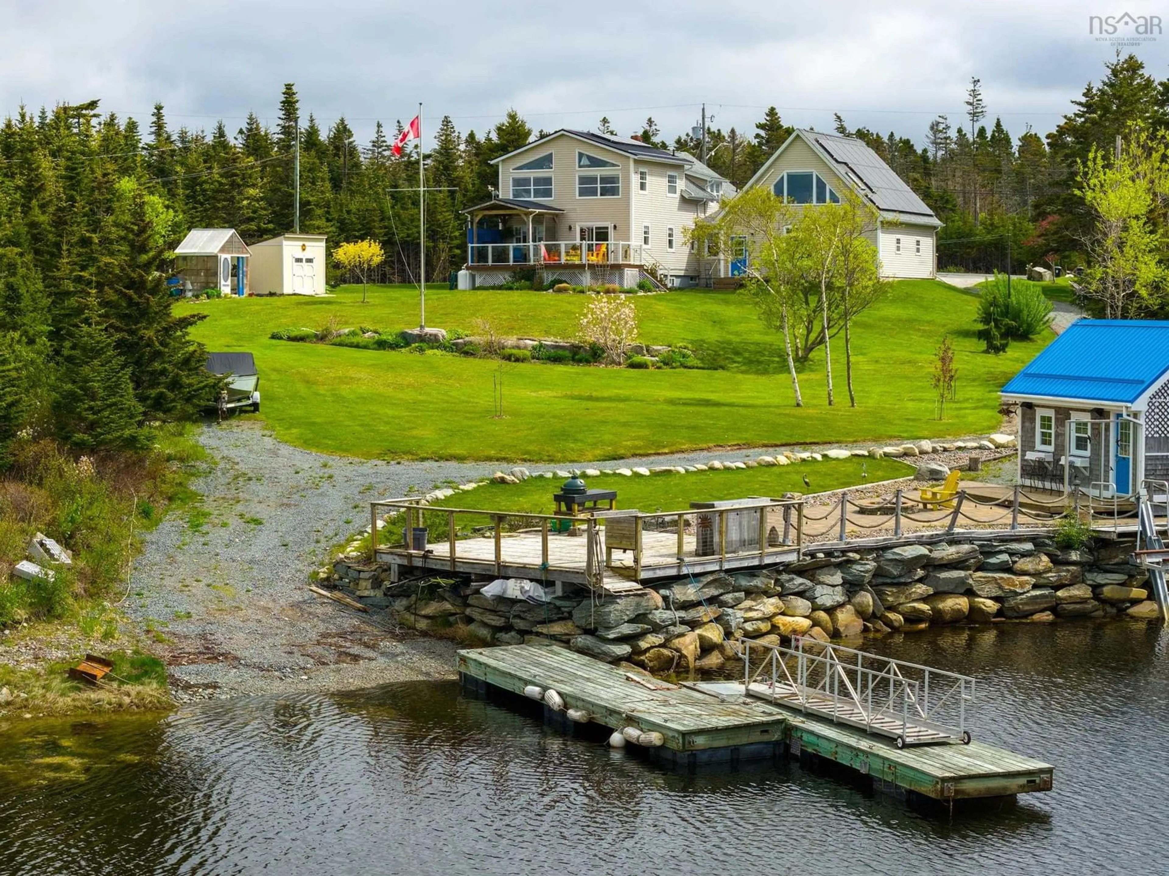 A pic from outside/outdoor area/front of a property/back of a property/a pic from drone, water/lake/river/ocean view for 2270 Ostrea Lake Rd. Rd, Ostrea Lake Nova Scotia B0J 2L0