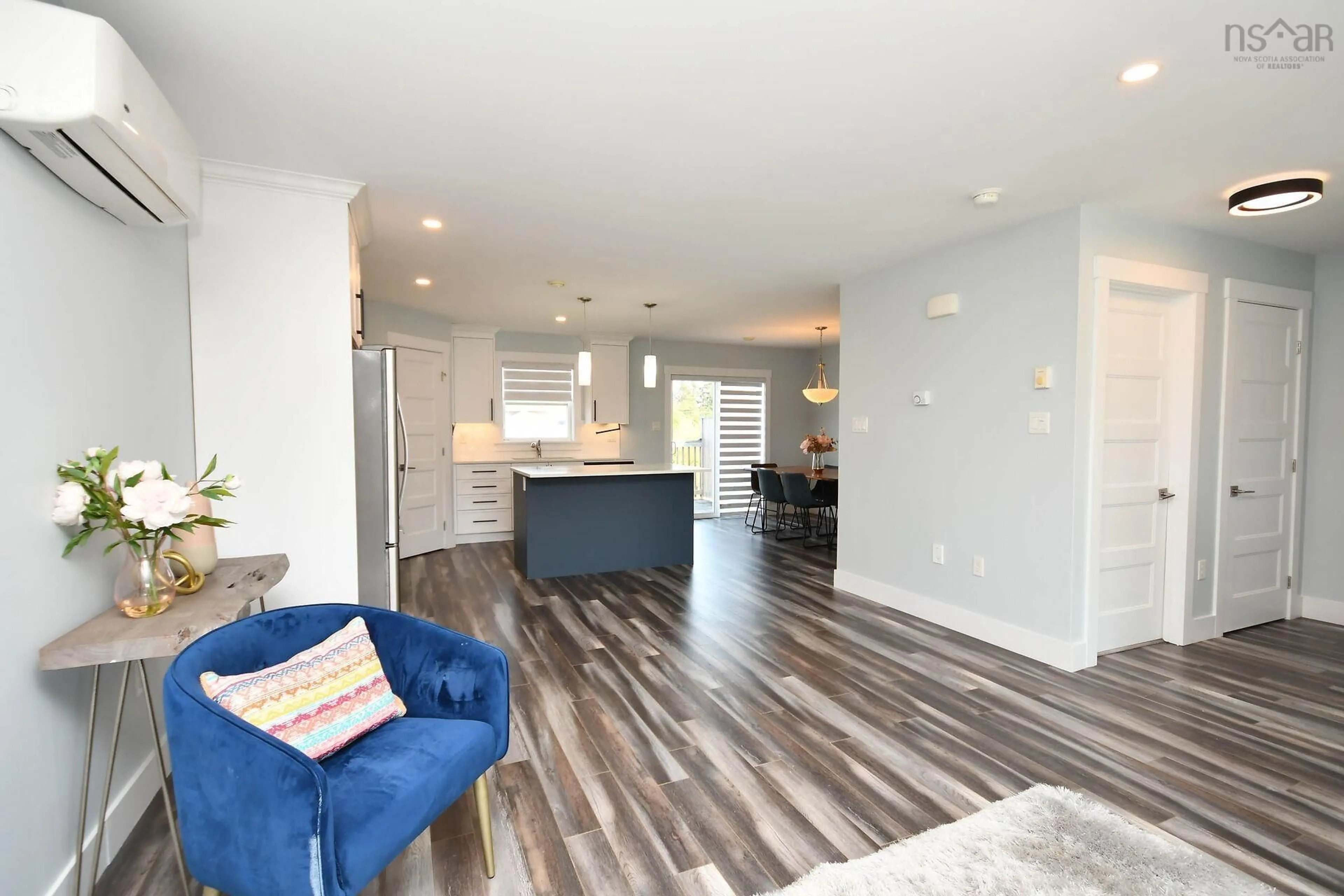 Open concept kitchen, wood/laminate floor for 56 Boyne Crt, Eastern Passage Nova Scotia B3G 0H1