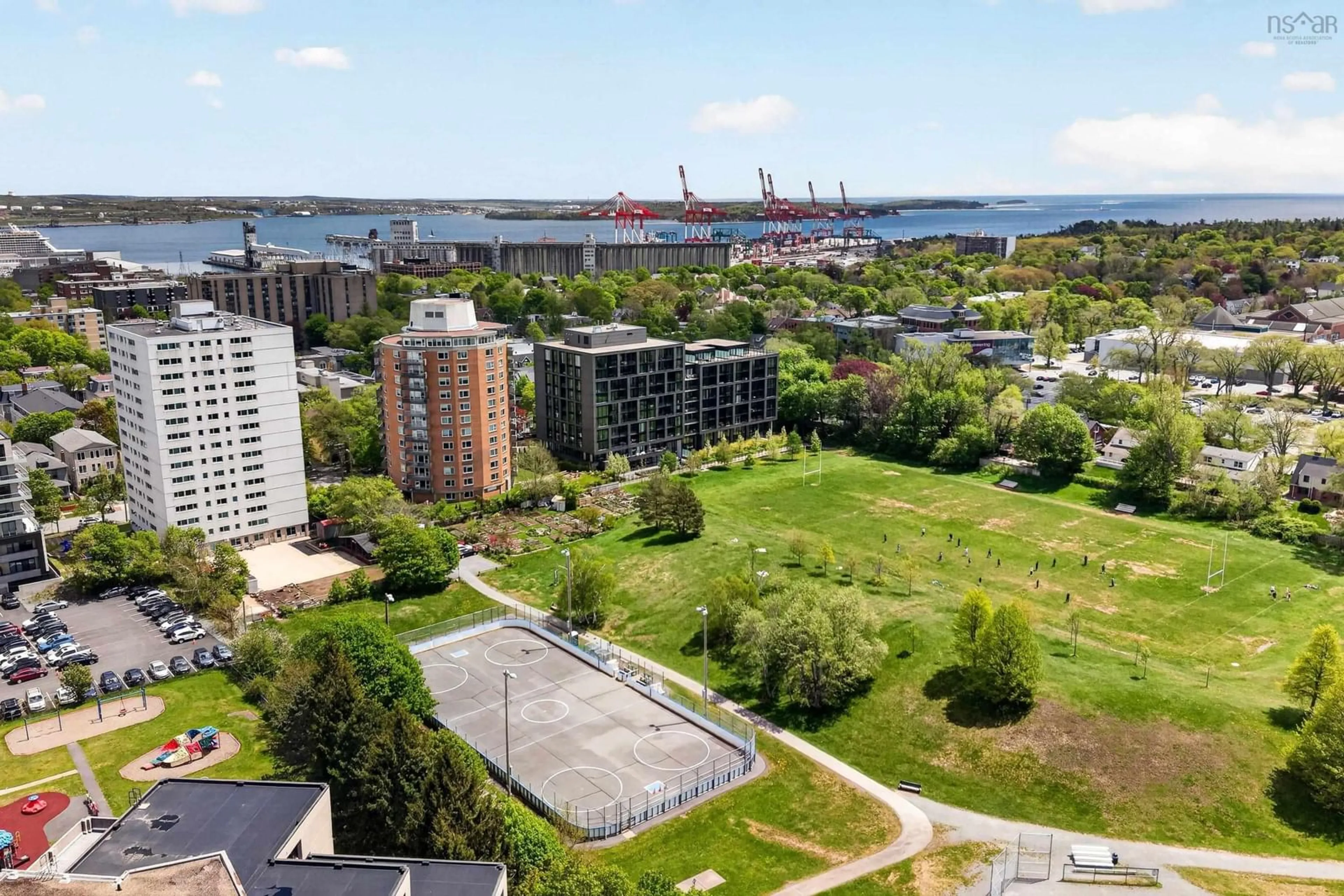 A pic from outside/outdoor area/front of a property/back of a property/a pic from drone, city buildings view from balcony for 1048 Wellington St #401, Halifax Nova Scotia B3H 0C2