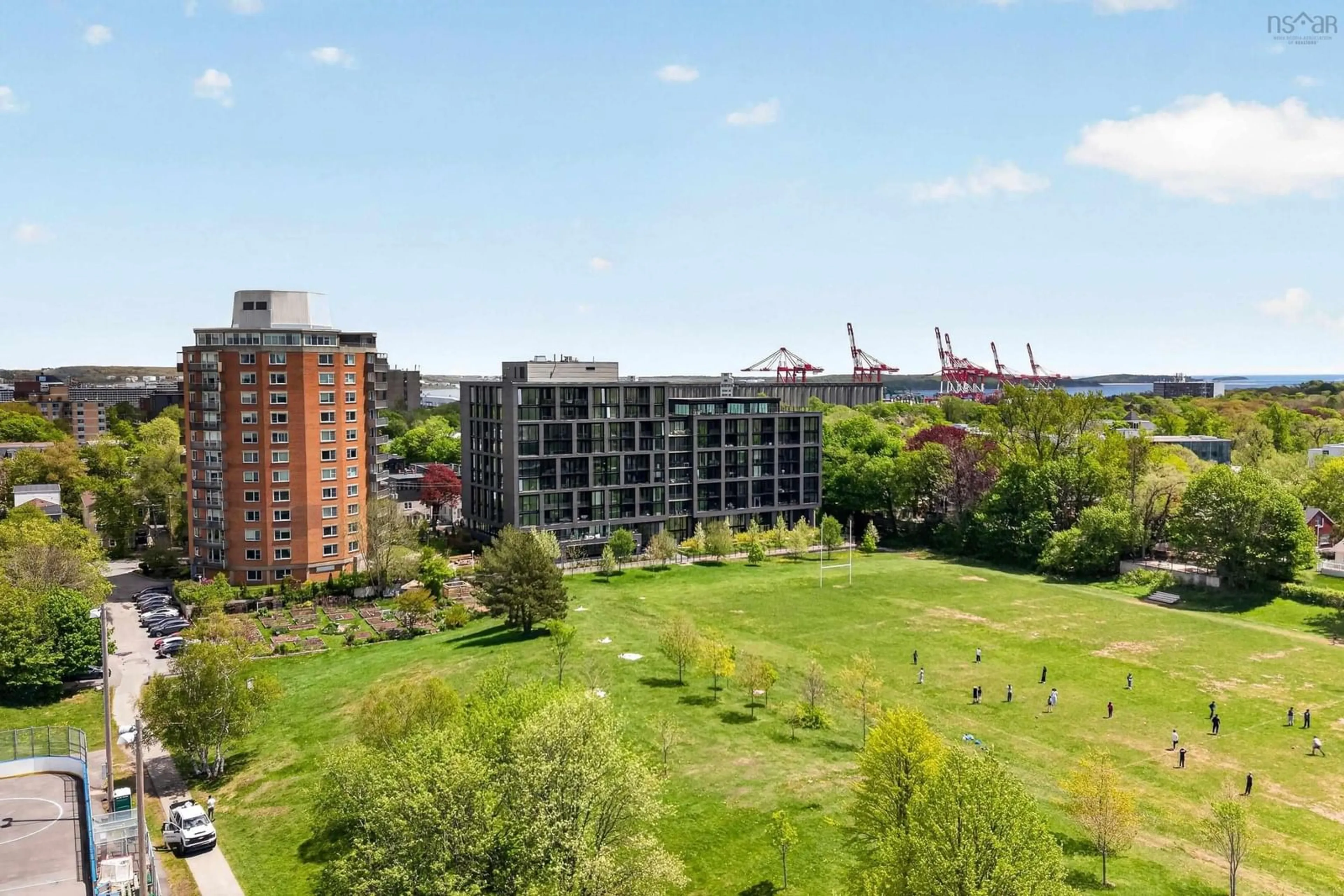 A pic from outside/outdoor area/front of a property/back of a property/a pic from drone, city buildings view from balcony for 1048 Wellington St #401, Halifax Nova Scotia B3H 0C2