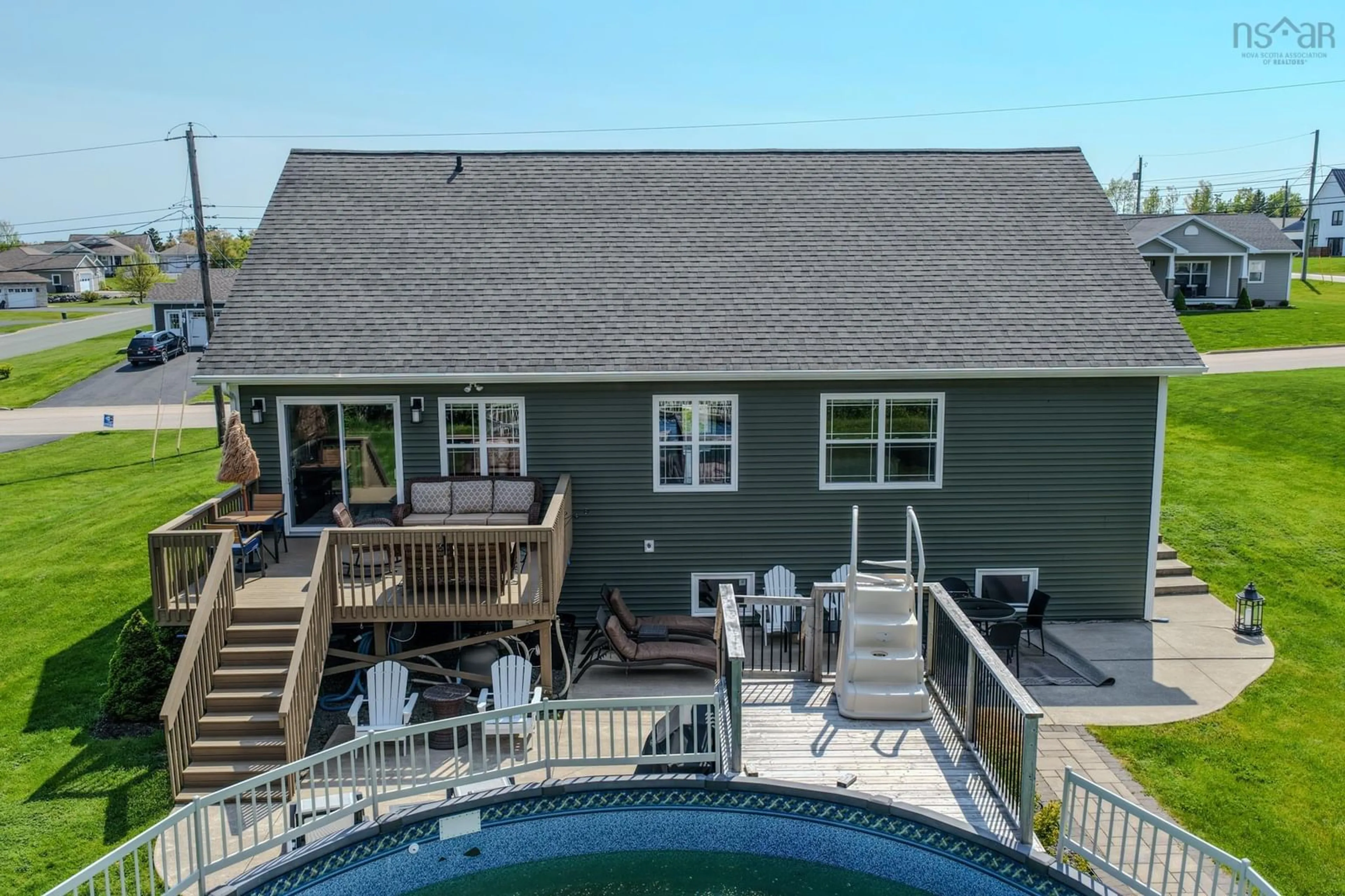 A pic from outside/outdoor area/front of a property/back of a property/a pic from drone, water/lake/river/ocean view for 70 Mariner Dr, Westmount Nova Scotia B1R 1A2