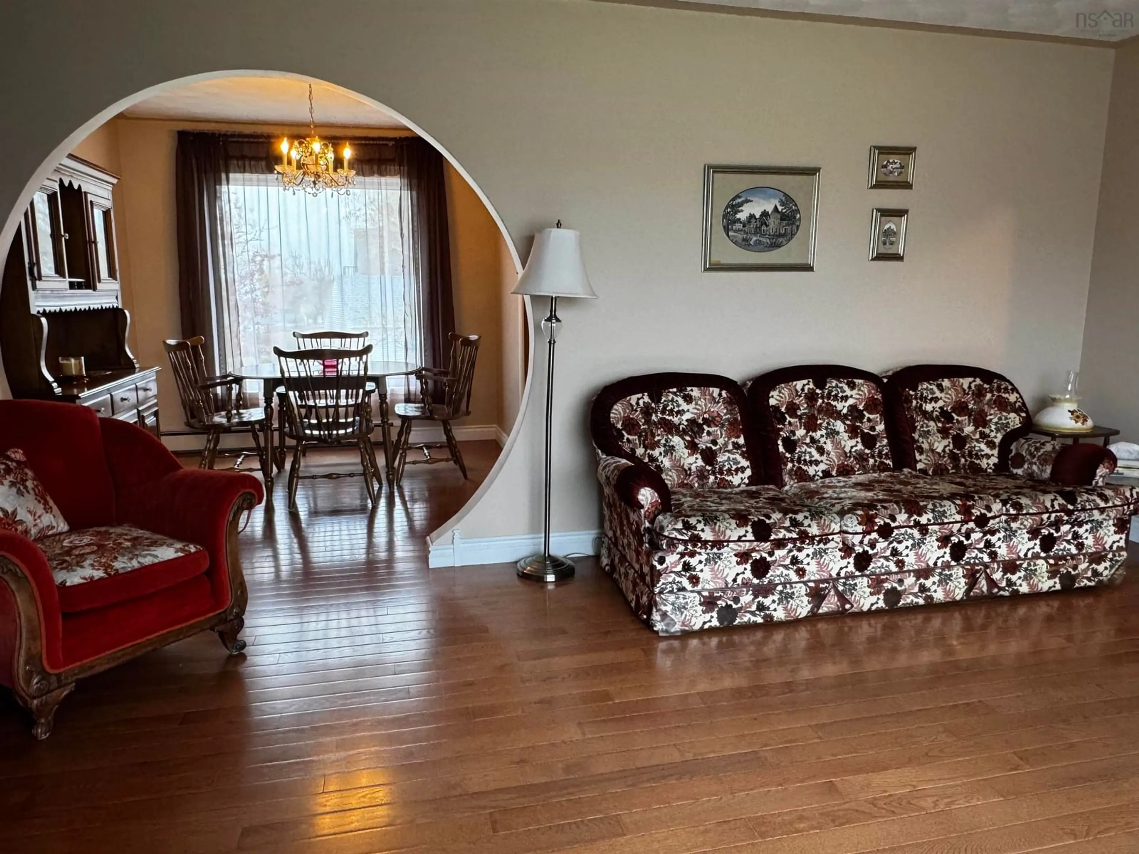 Living room with furniture, wood/laminate floor for 4 Macaulay Ave, Glace Bay Nova Scotia B1A 1C9