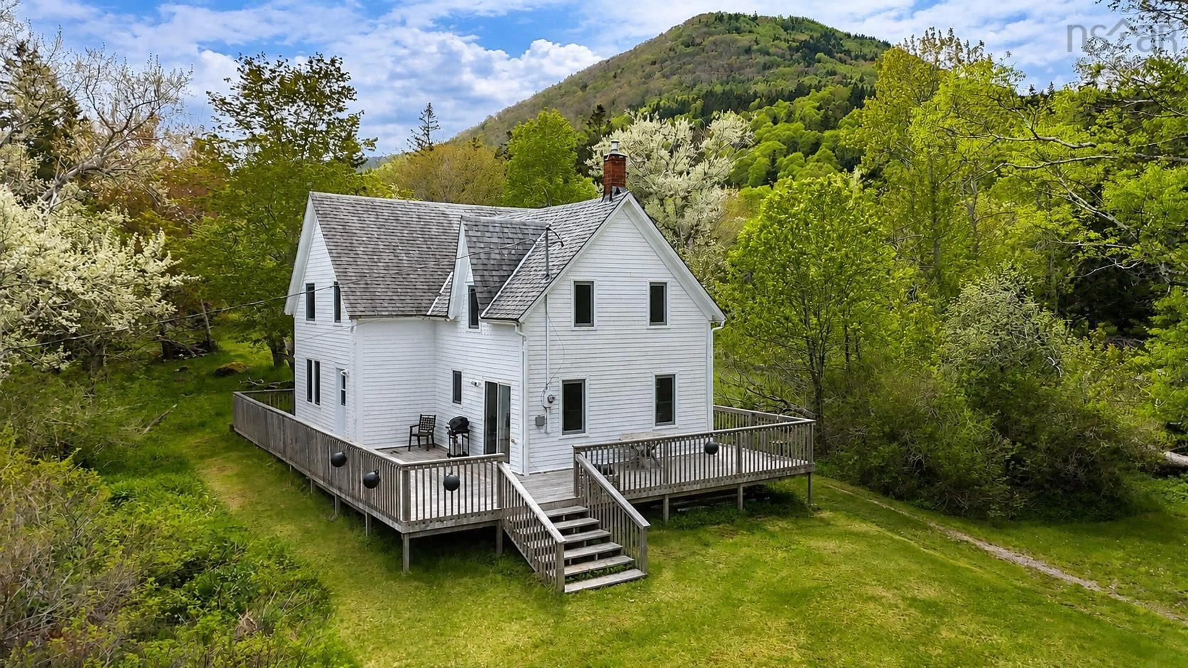 A pic from outside/outdoor area/front of a property/back of a property/a pic from drone, water/lake/river/ocean view for 208 Jersey Cove Rd, Jersey Cove Nova Scotia B0E 1B0