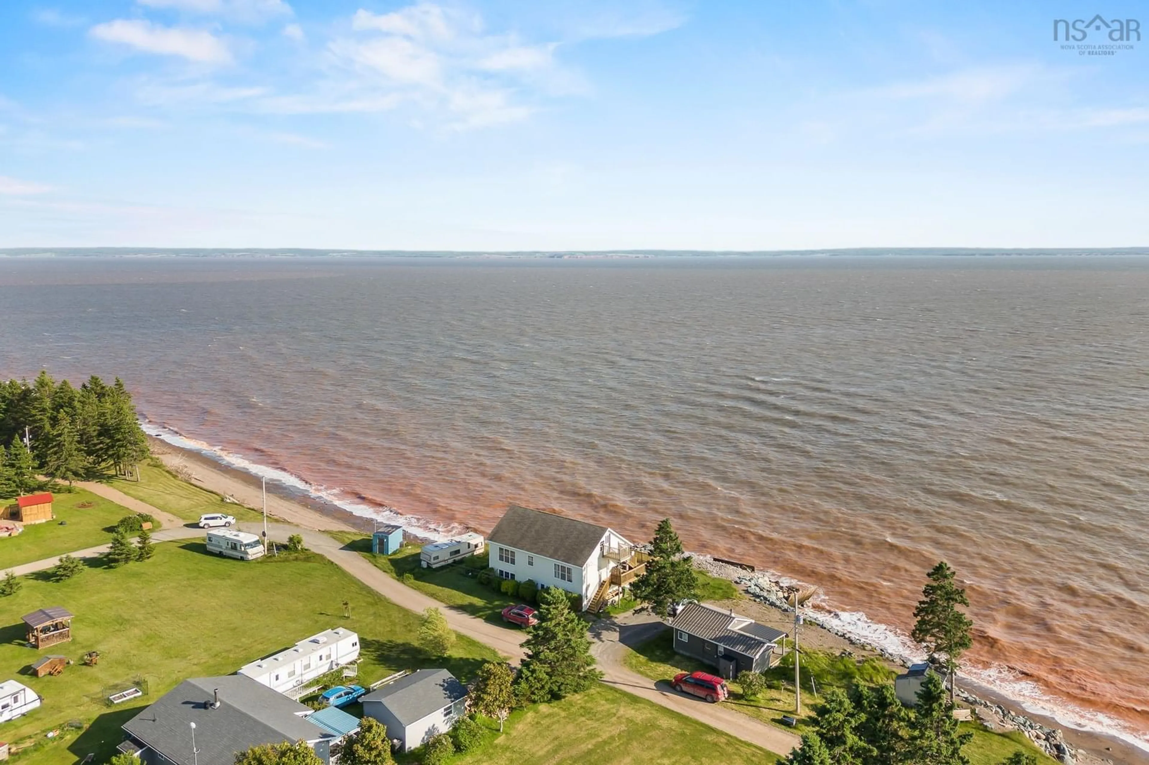 A pic from outside/outdoor area/front of a property/back of a property/a pic from drone, water/lake/river/ocean view for 32 Evergreen Crt, Bass River Nova Scotia B0M 1B0