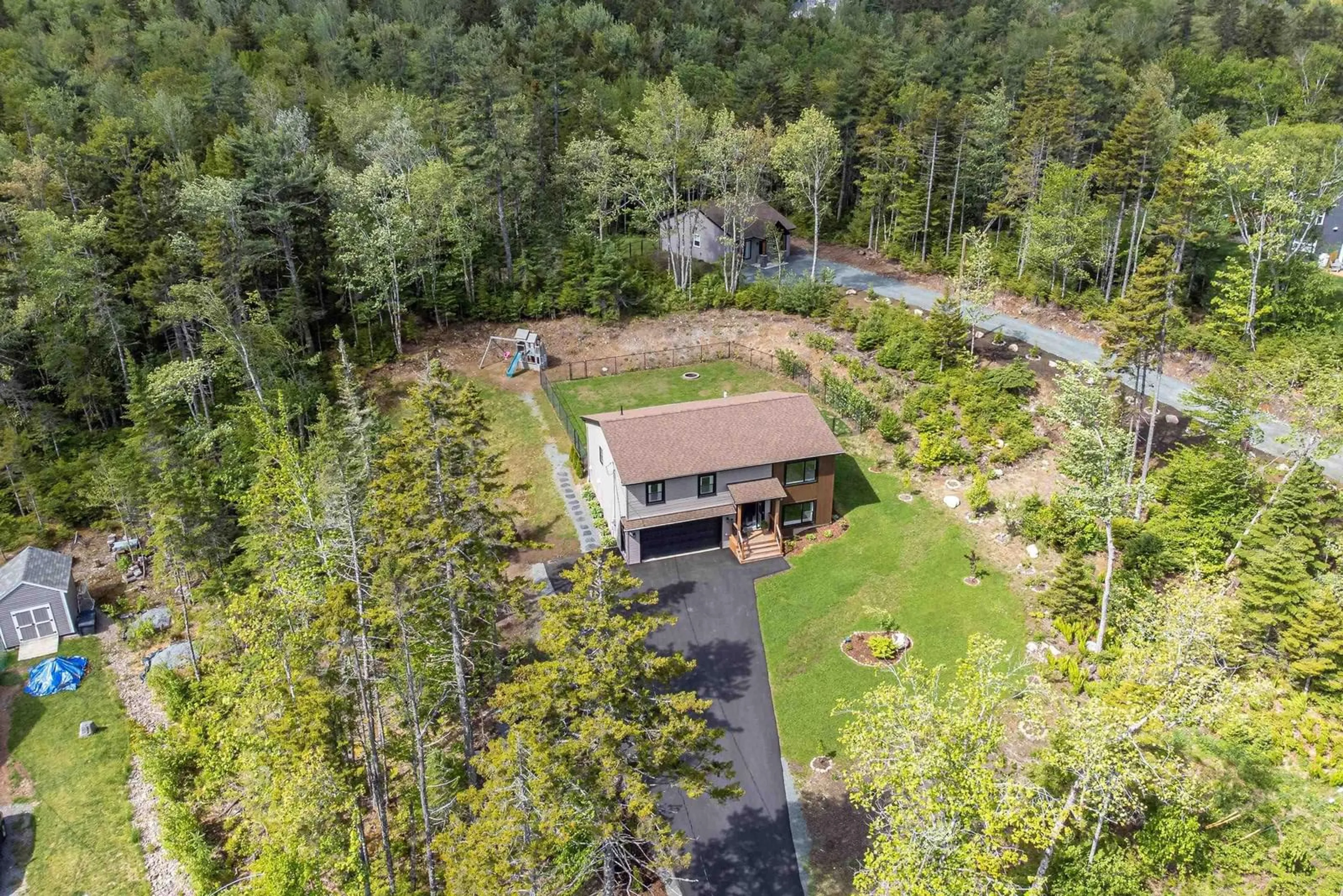 A pic from outside/outdoor area/front of a property/back of a property/a pic from drone, forest/trees view for 107/109 Bearpaw Dr, Beaver Bank Nova Scotia B4G 0C3