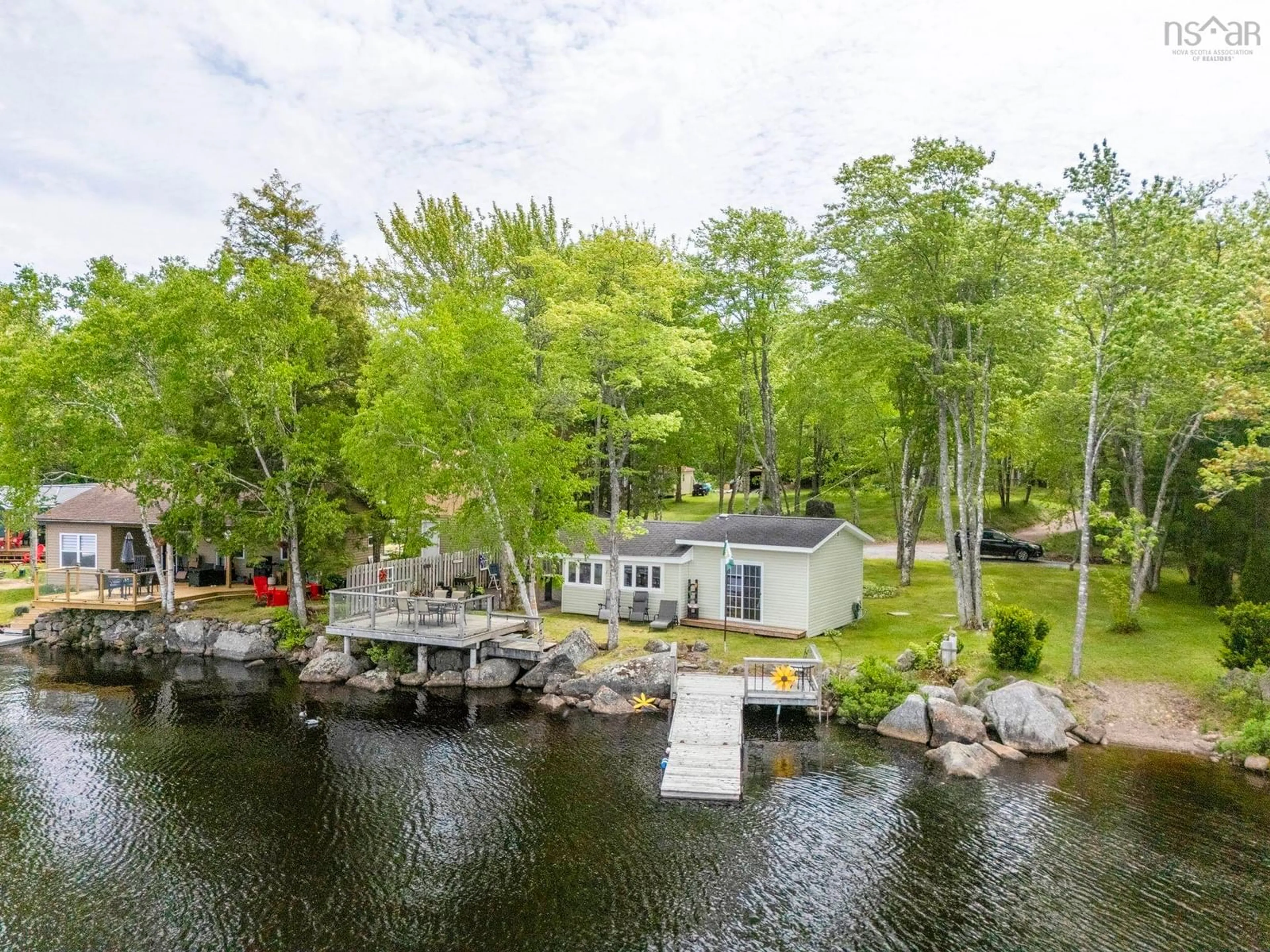 A pic from outside/outdoor area/front of a property/back of a property/a pic from drone, water/lake/river/ocean view for 41 Lake Paul Rd, Lake Paul Nova Scotia B0P 1C0