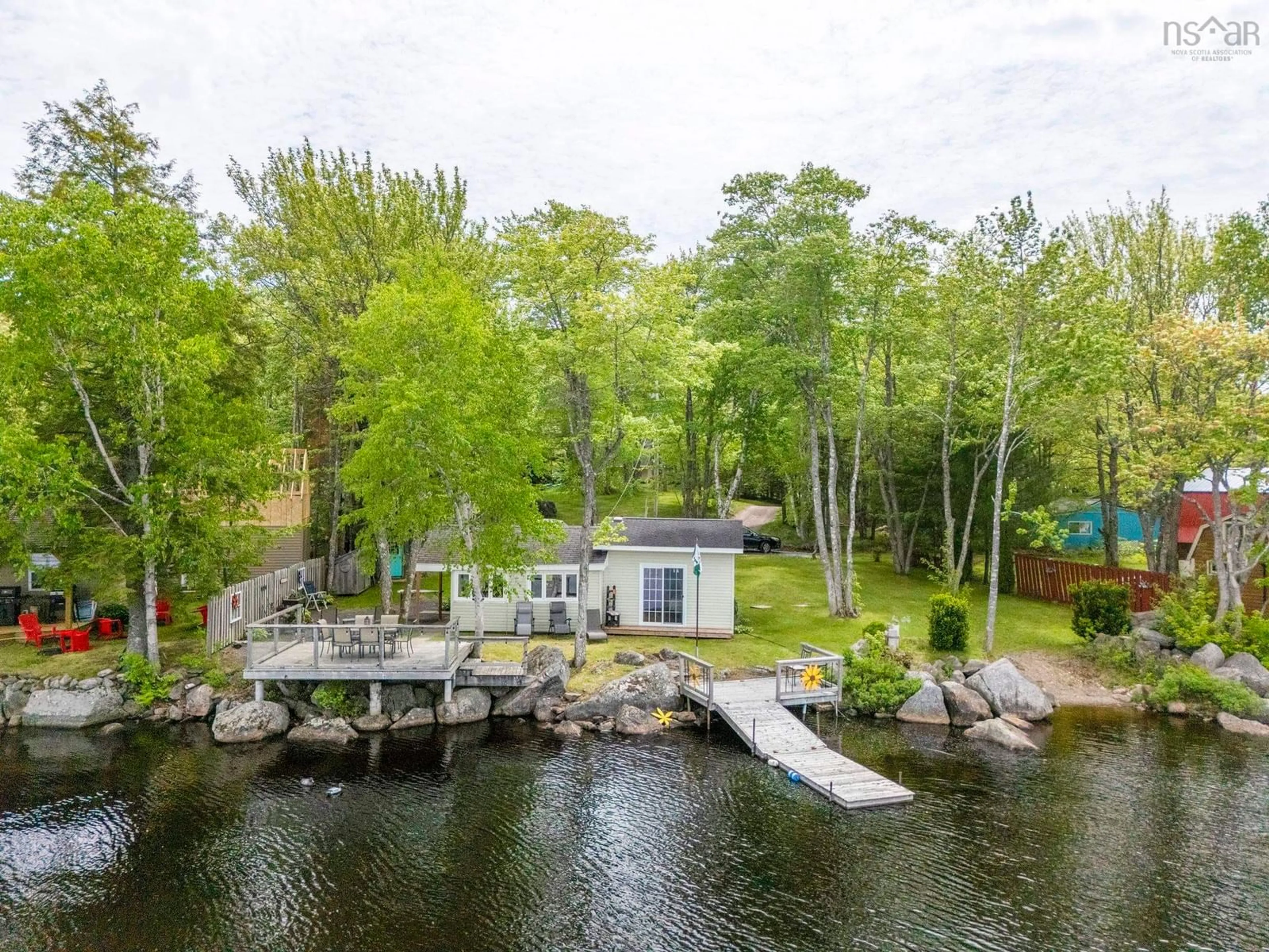 A pic from outside/outdoor area/front of a property/back of a property/a pic from drone, water/lake/river/ocean view for 41 Lake Paul Rd, Lake Paul Nova Scotia B0P 1C0